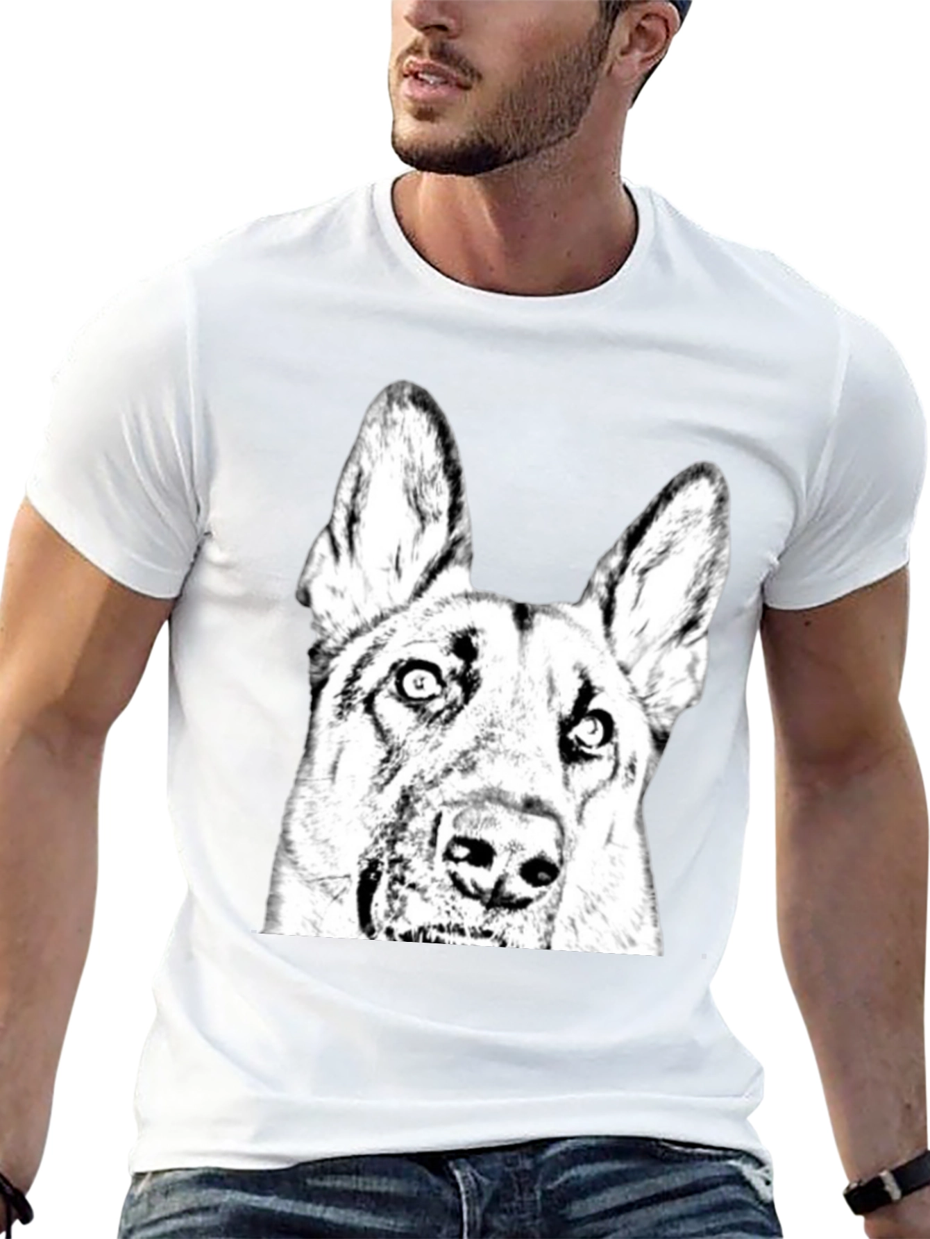 Dog Graphic Tee - Black Cotton Blend Comfort