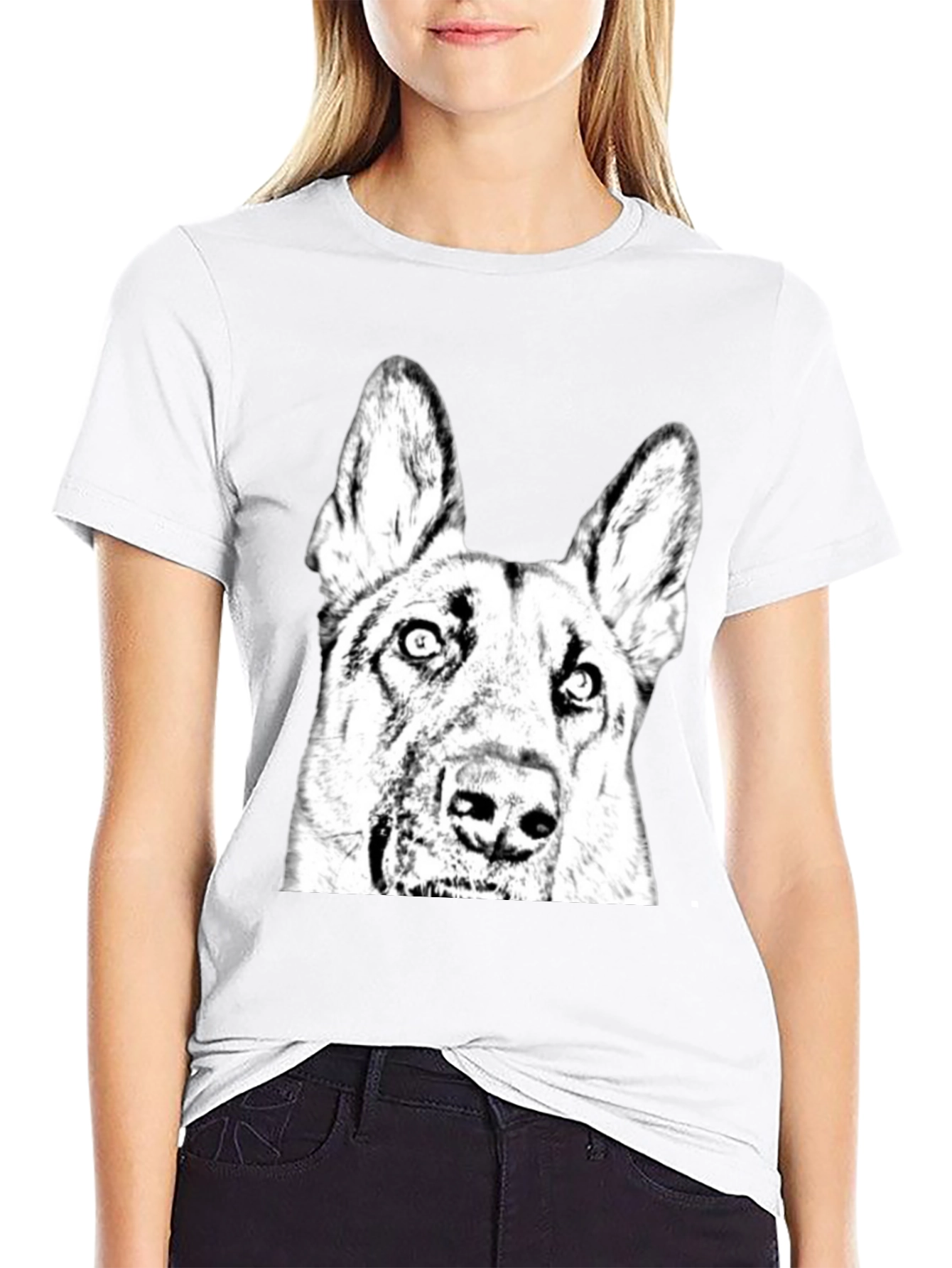 Dog Graphic Tee - Black Cotton Blend Comfort