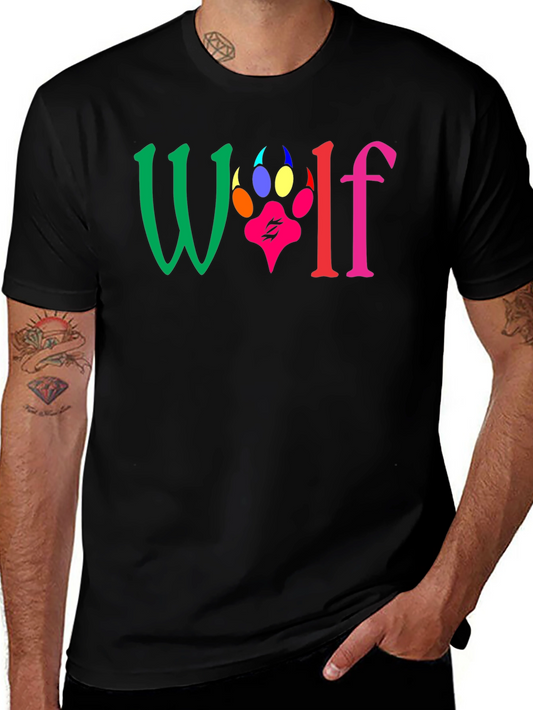 Colorful Wolf Paw Print Graphic Tee