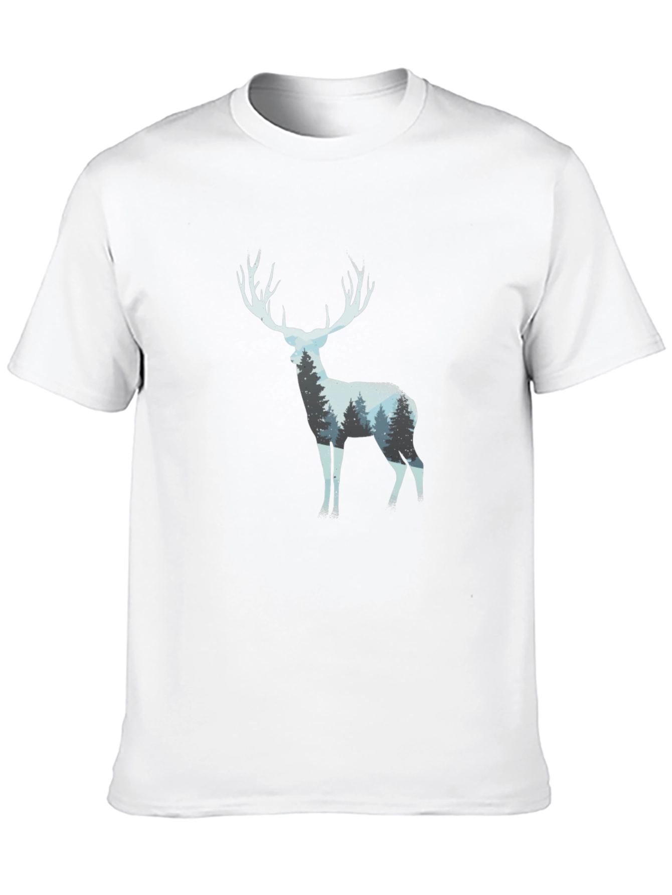Deer Forest Silhouette Black T-Shirt