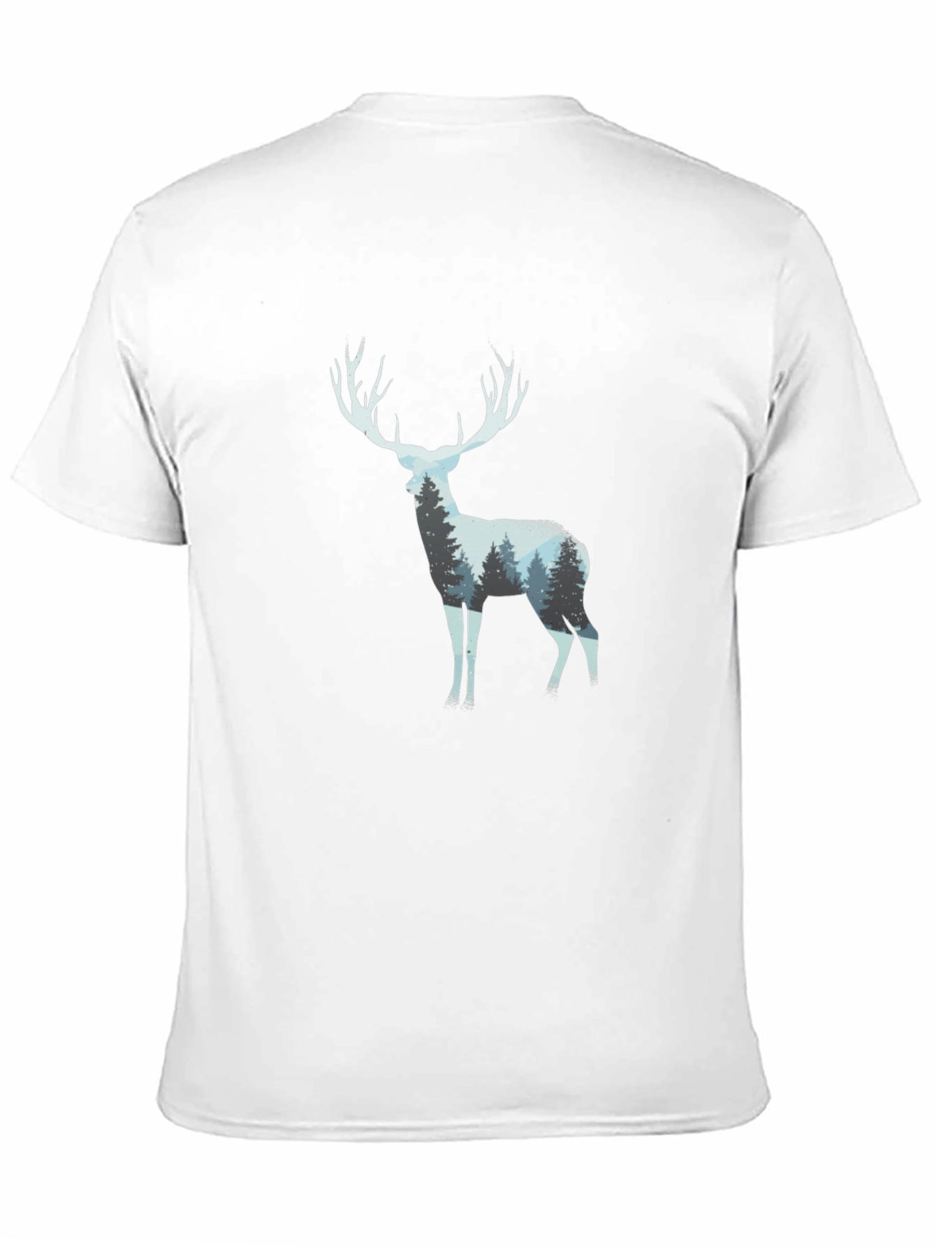 Deer Forest Silhouette Black T-Shirt