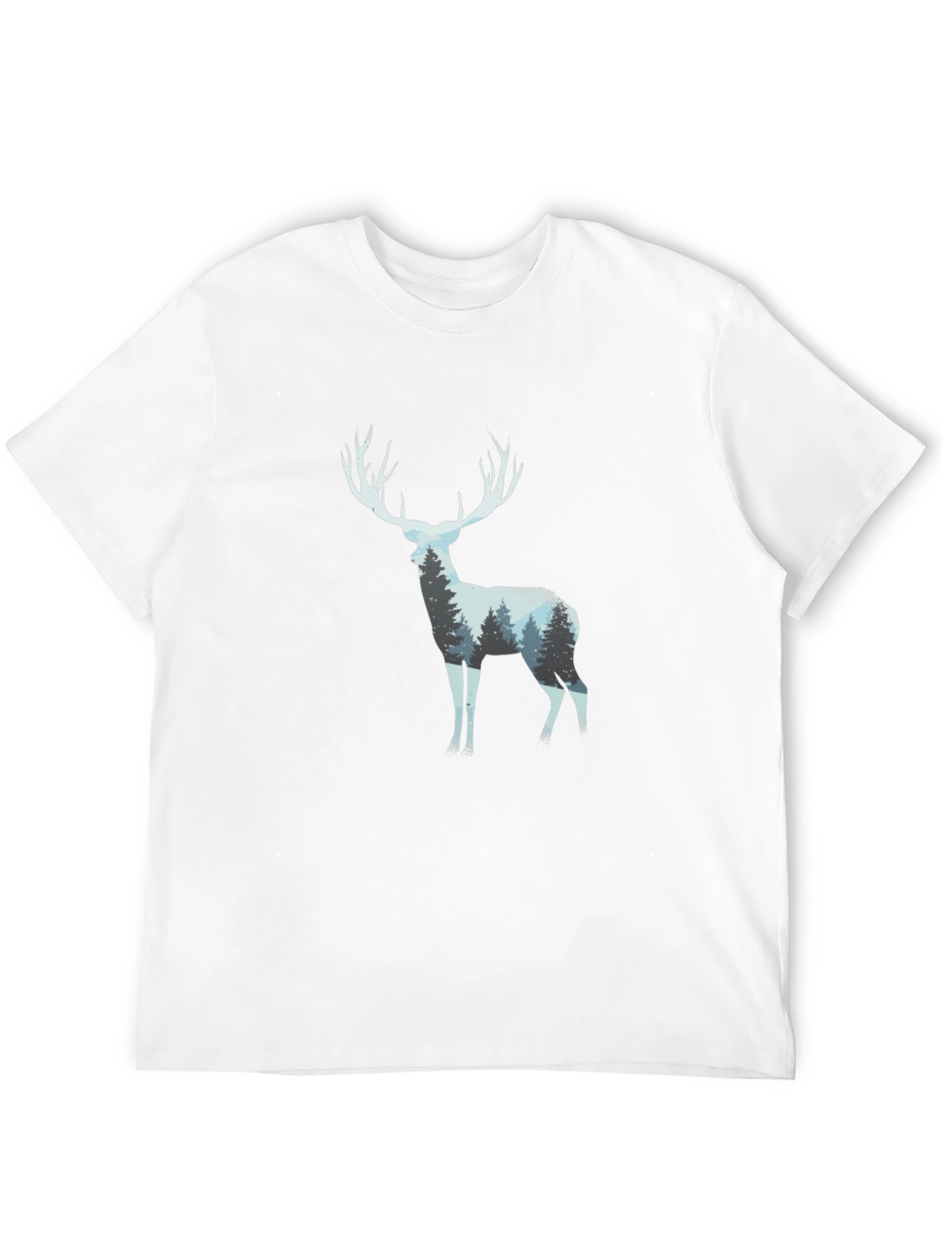 Deer Forest Silhouette Black T-Shirt