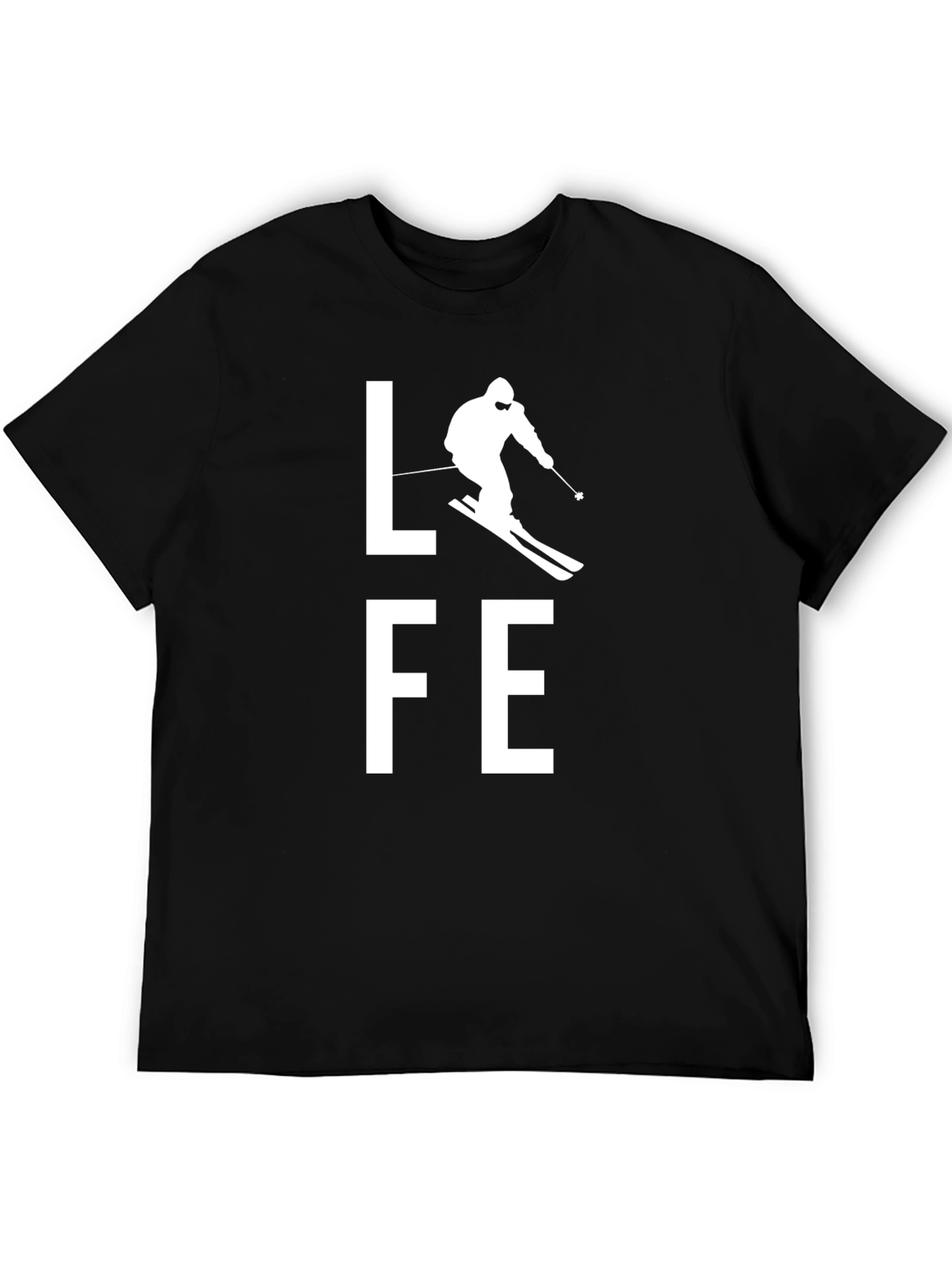 Skiing Life T-Shirt - Black Cotton Tee