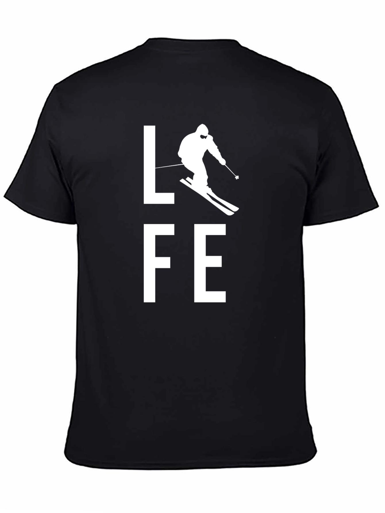 Skiing Life T-Shirt - Black Cotton Tee