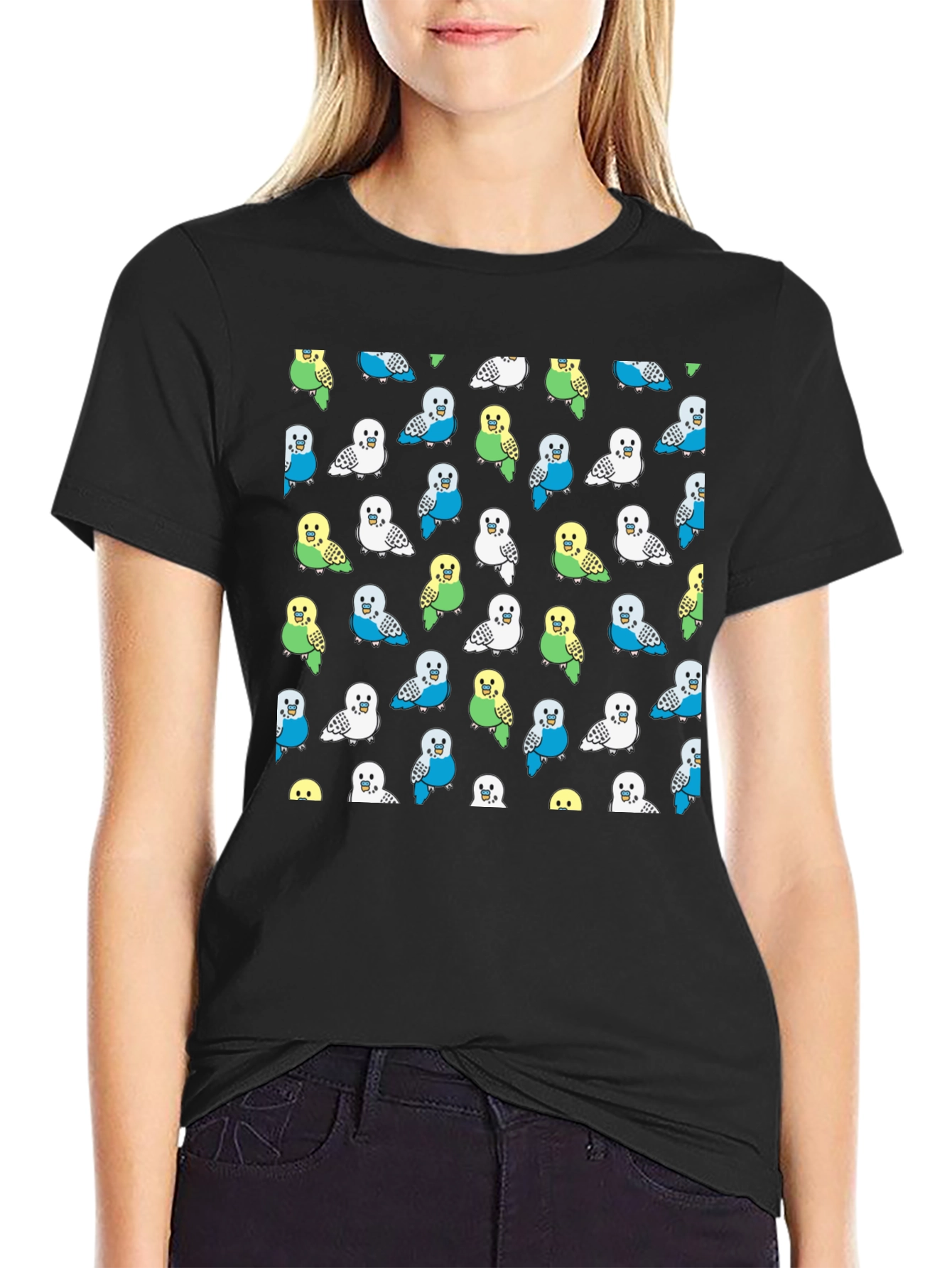 Parakeet Pattern T-Shirt - Fun Bird Lover Tee
