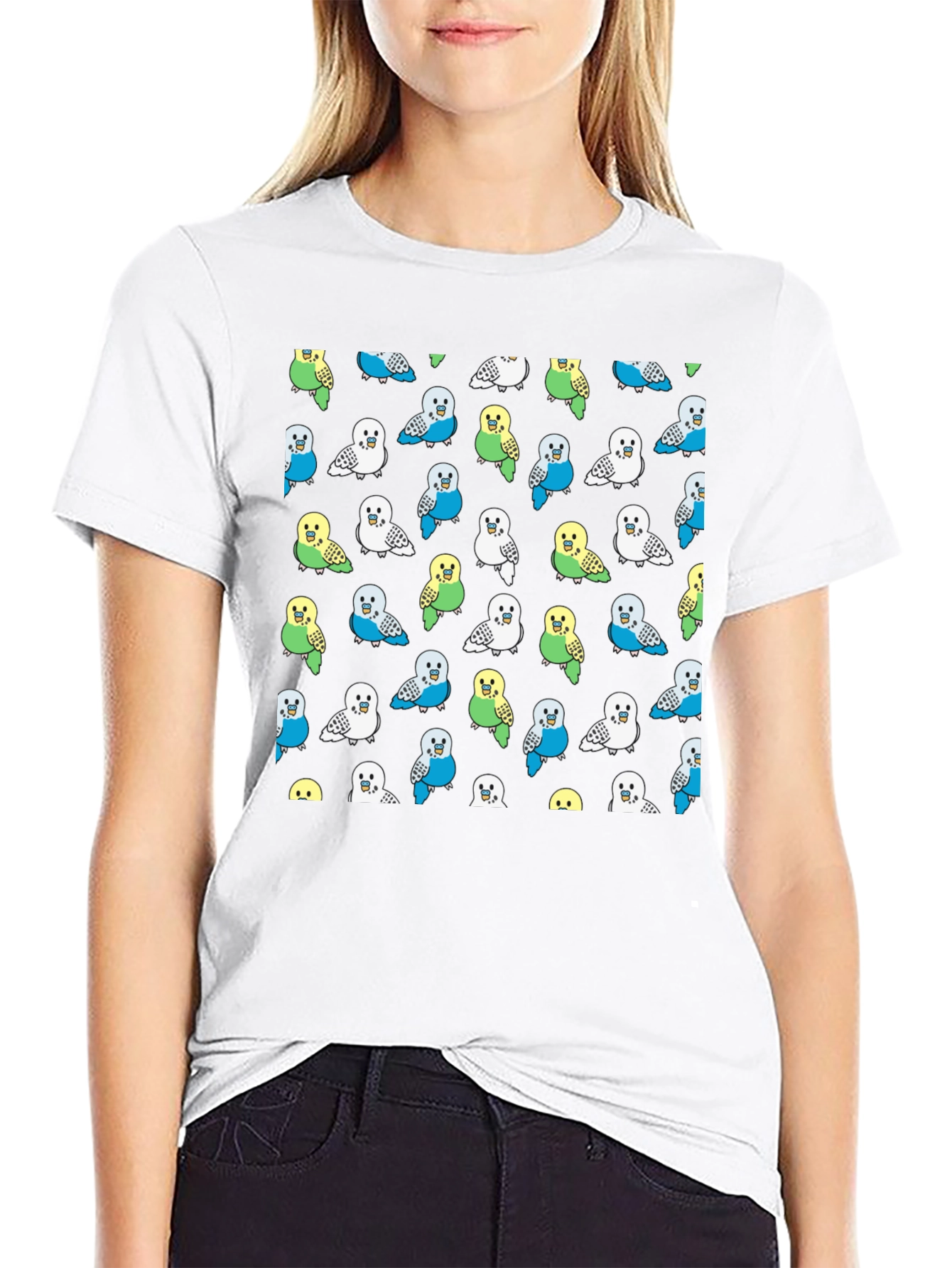 Parakeet Pattern T-Shirt - Fun Bird Lover Tee
