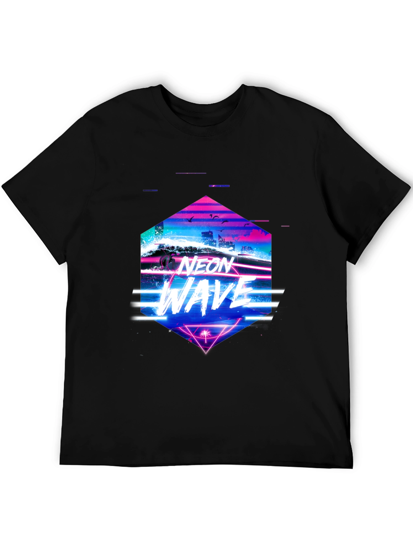 Neon Wave Graphic Tee - Retro Synthwave T-Shirt