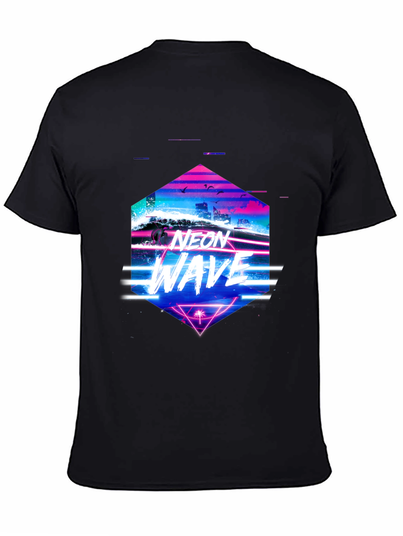 Neon Wave Graphic Tee - Retro Synthwave T-Shirt