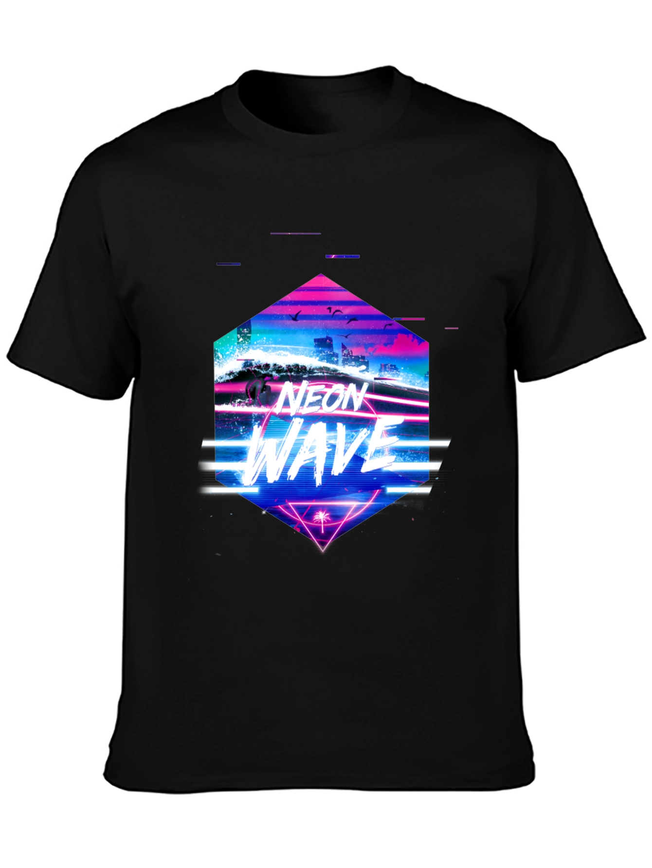 Neon Wave Graphic Tee - Retro Synthwave T-Shirt