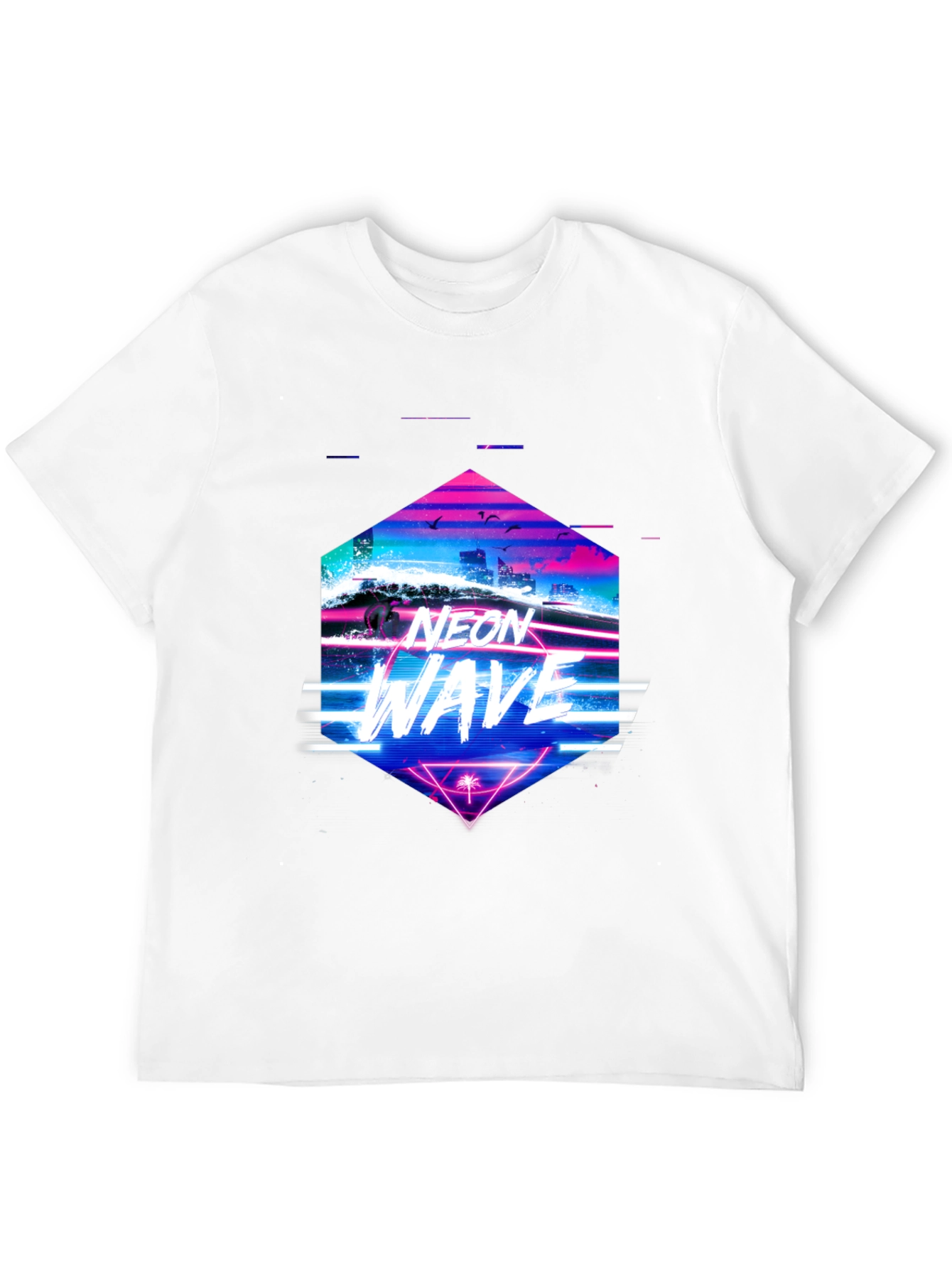 Neon Wave Graphic Tee - Retro Synthwave T-Shirt