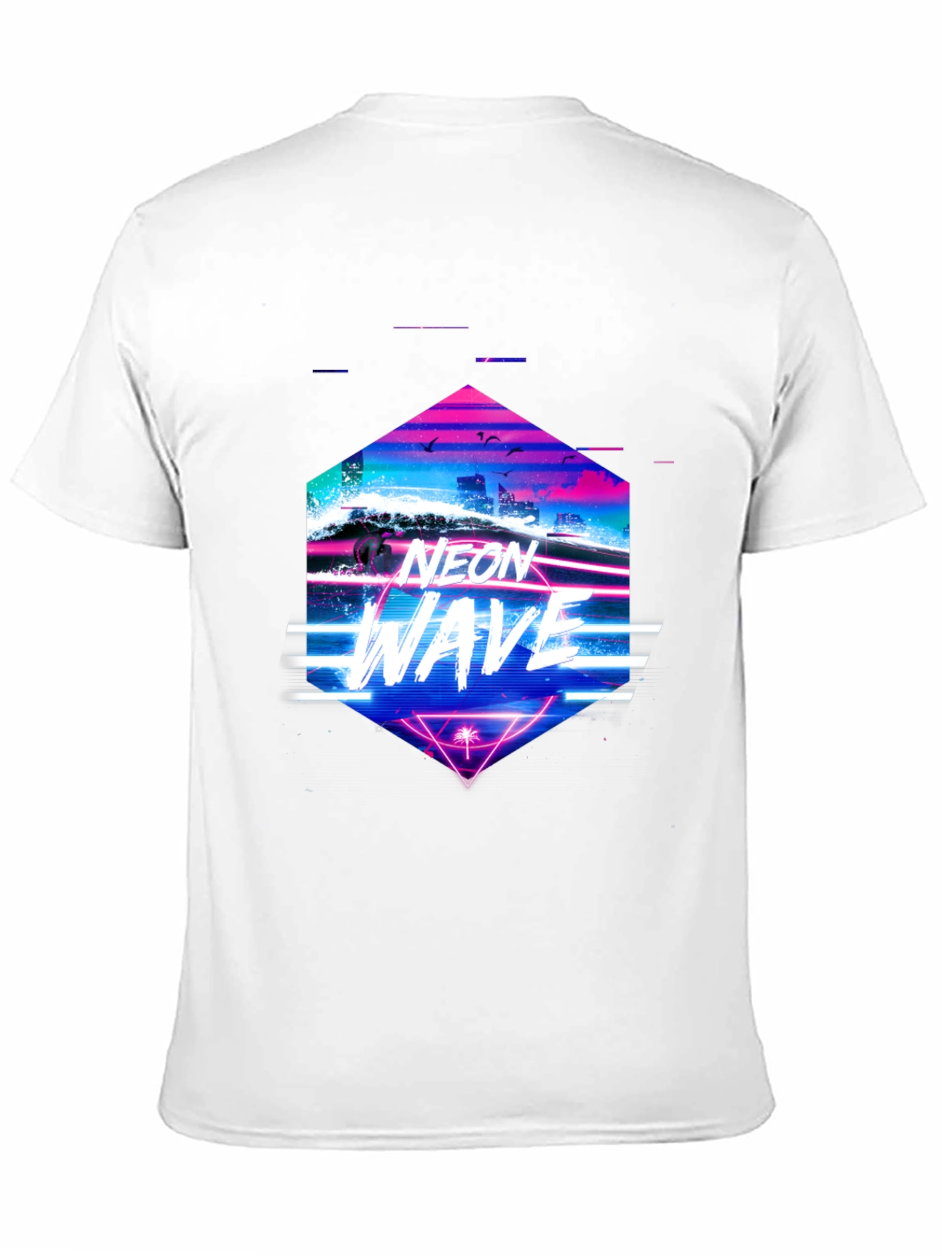 Neon Wave Graphic Tee - Retro Synthwave T-Shirt