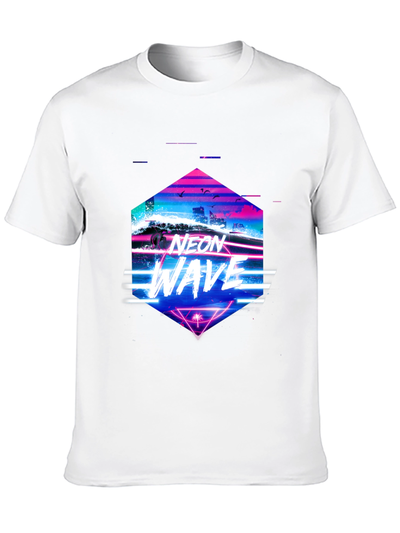 Neon Wave Graphic Tee - Retro Synthwave T-Shirt