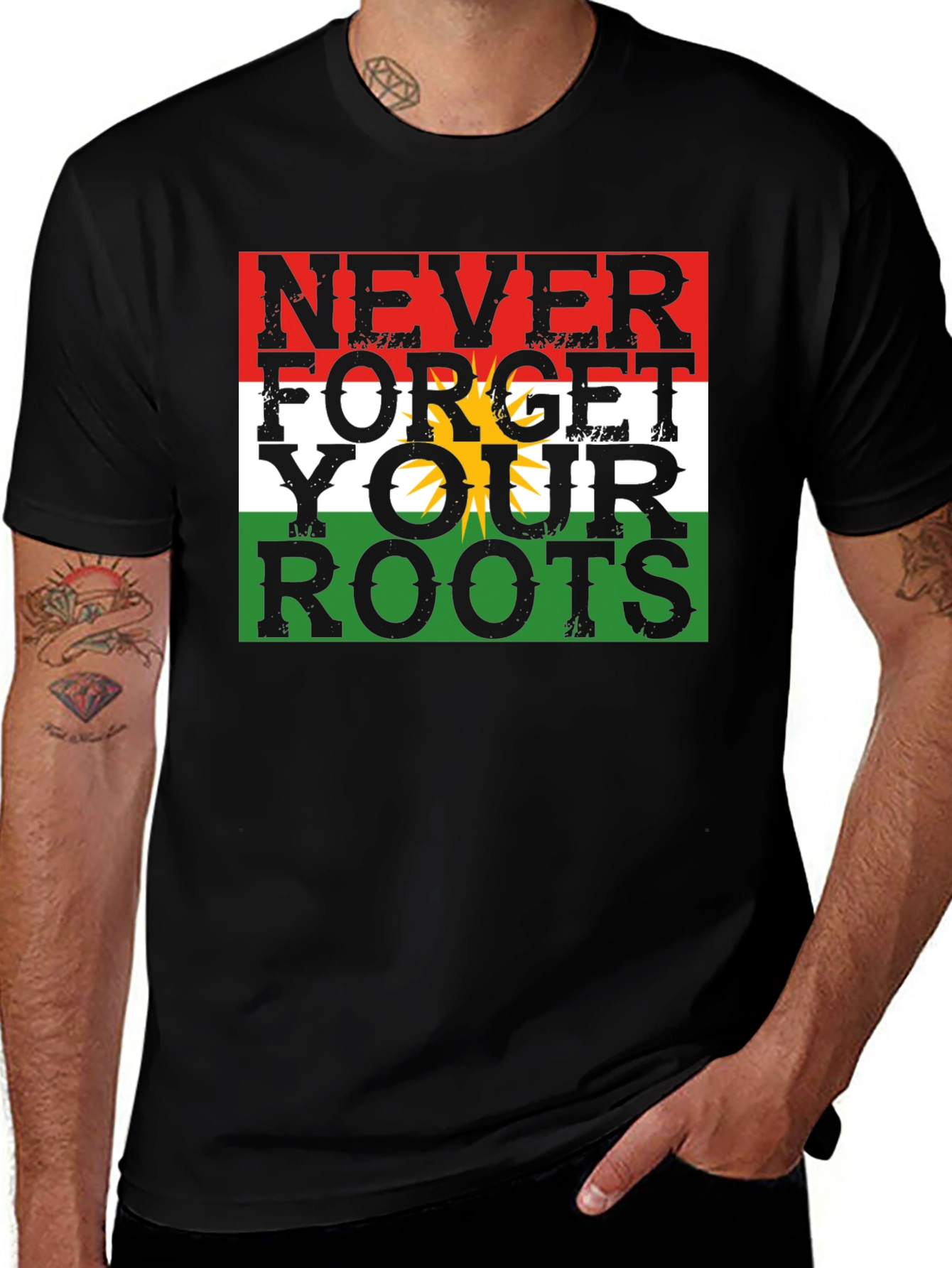 Never Forget Your Roots T-Shirt Kurdistan Flag