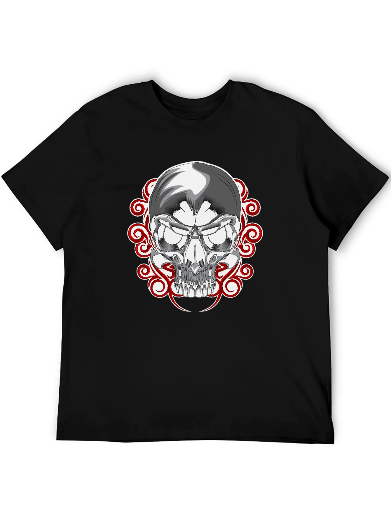 Skull Graphic Print Black Tee