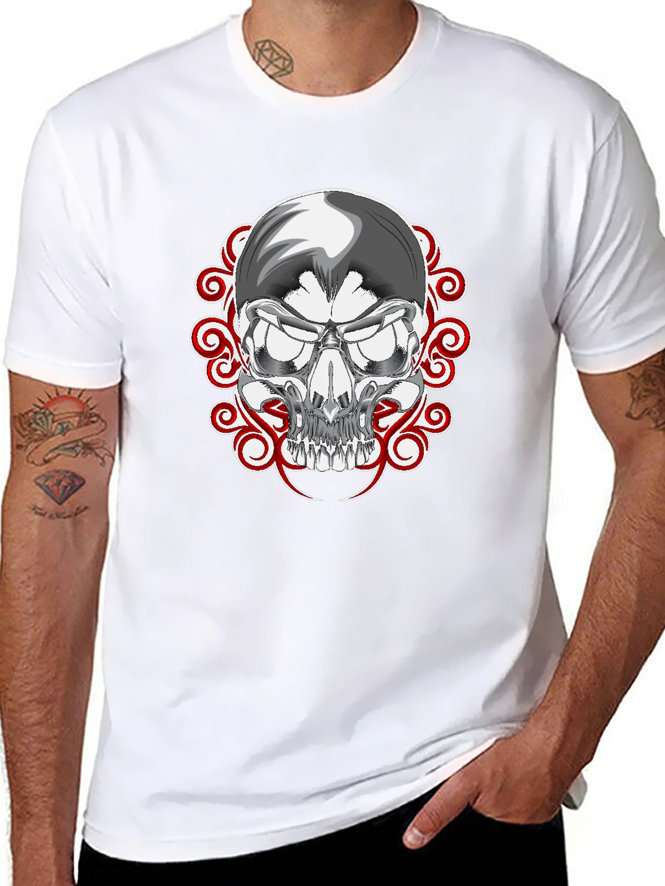 Skull Graphic Print Black Tee