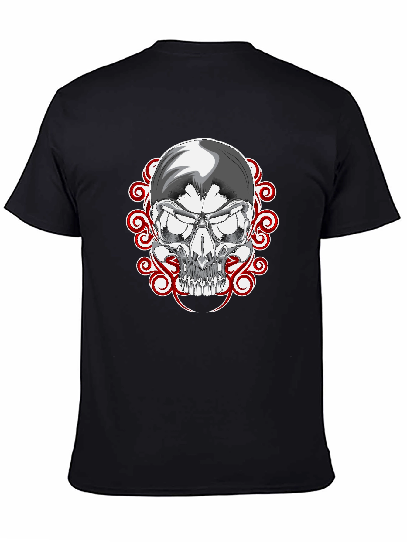 Skull Graphic Print Black Tee