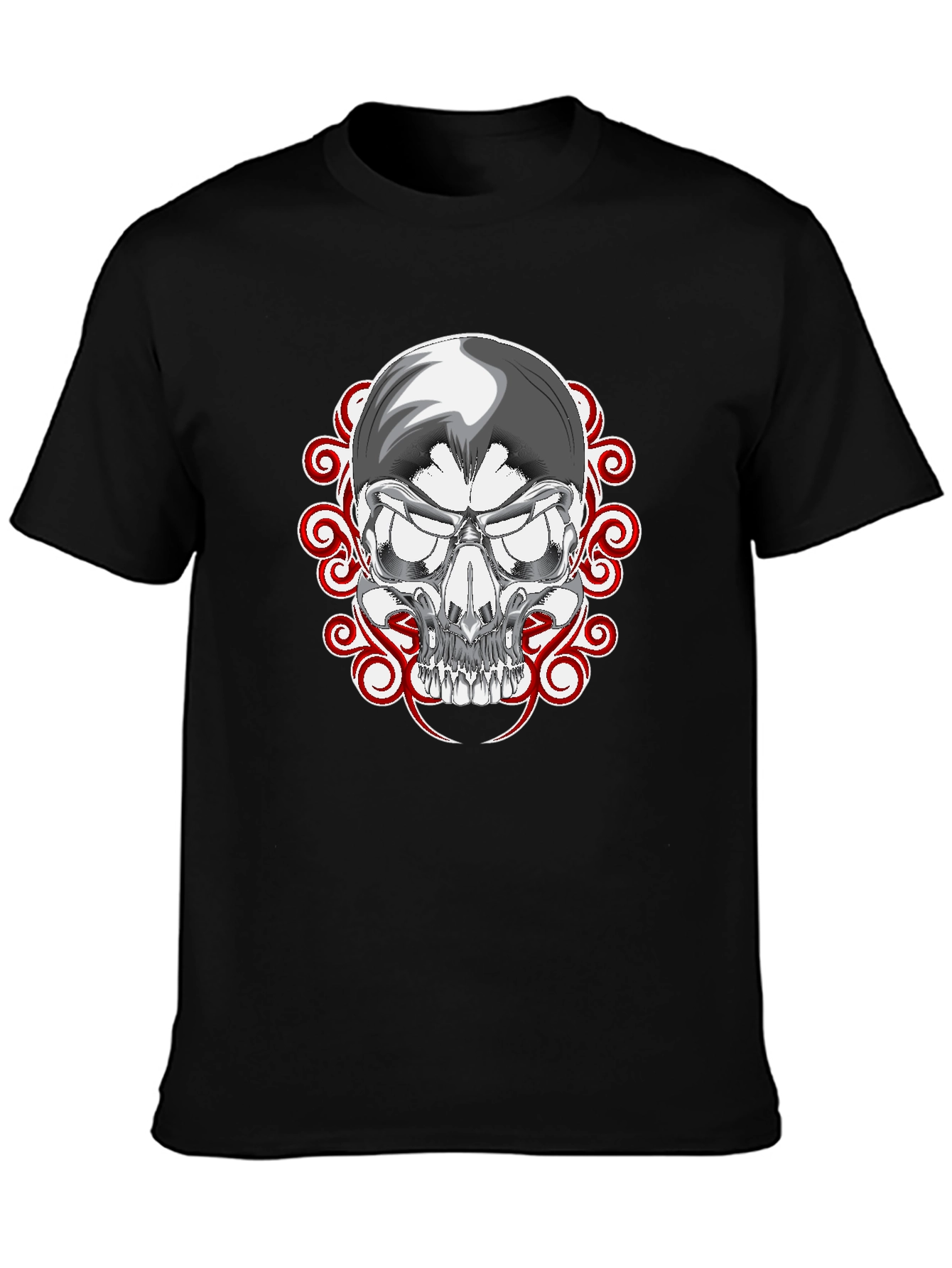 Skull Graphic Print Black Tee