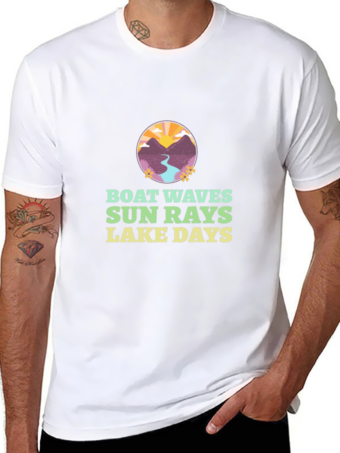 Boat Waves Sun Rays Lake Days Graphic Tee