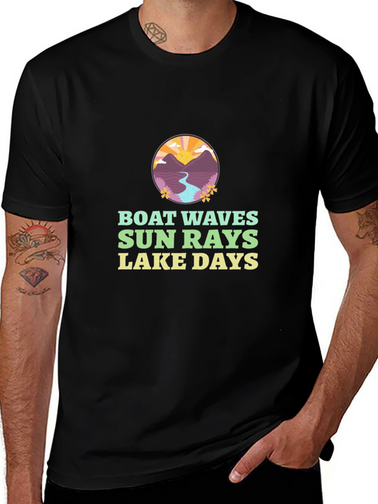 Boat Waves Sun Rays Lake Days Graphic Tee