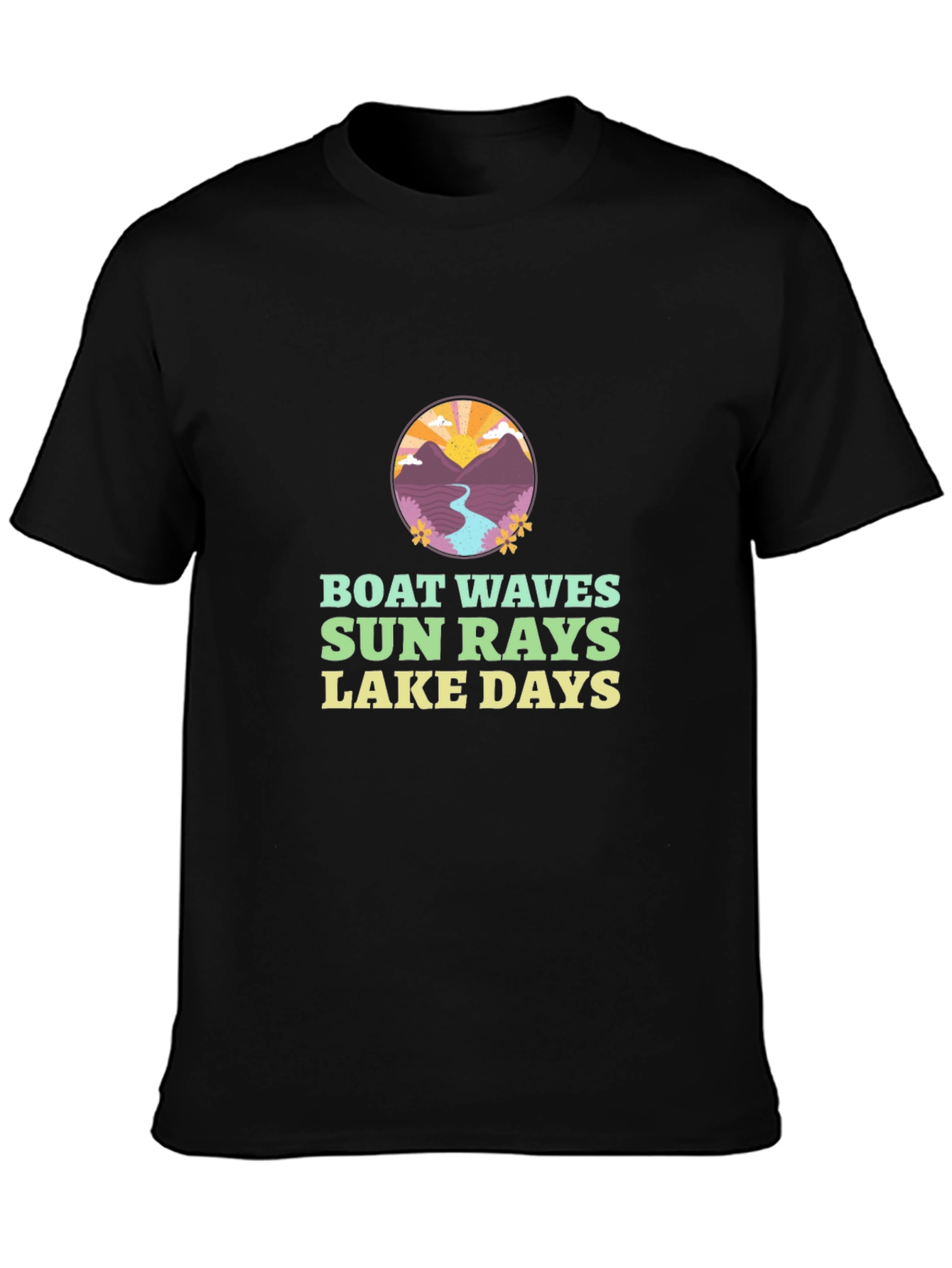Boat Waves Sun Rays Lake Days Graphic Tee