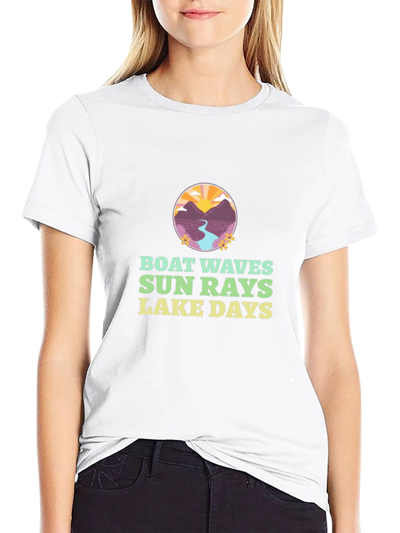 Boat Waves Sun Rays Lake Days Graphic Tee