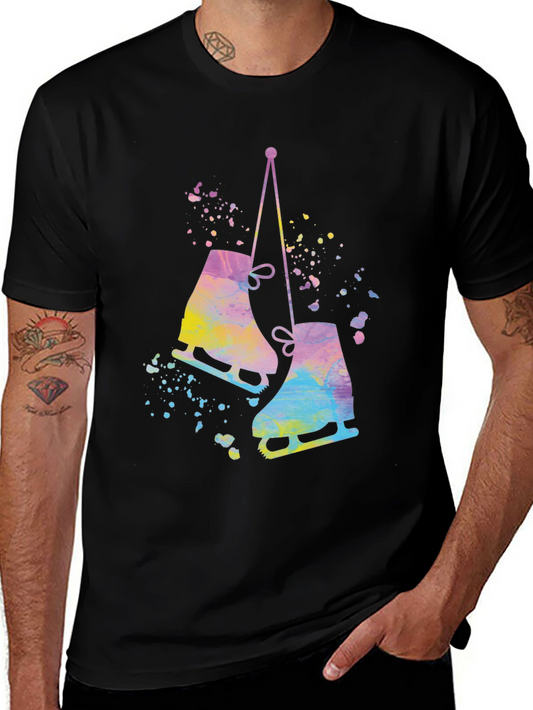 Watercolor Ice Skates Graphic Tee