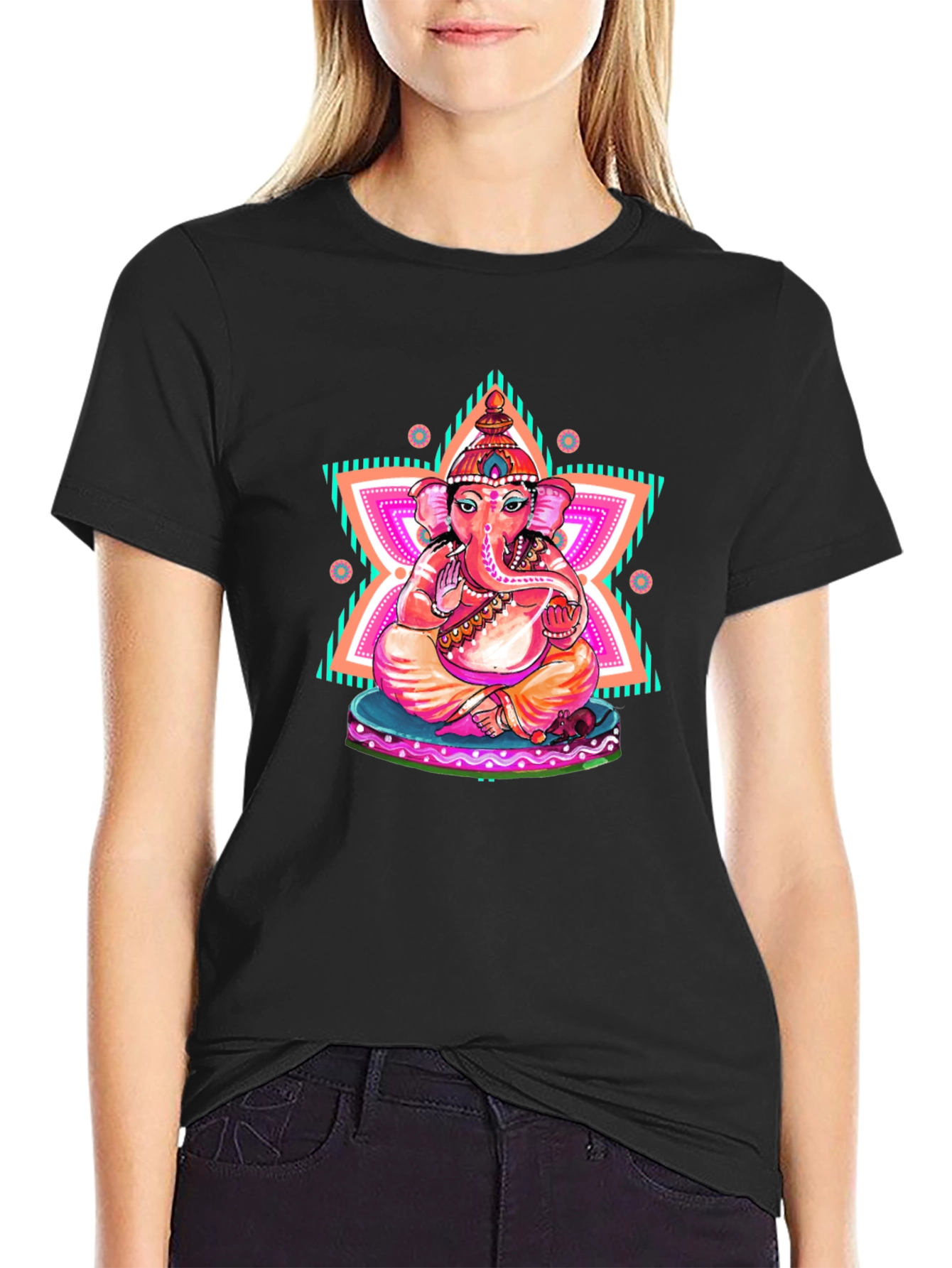 Ganesh Graphic Print Black T-Shirt