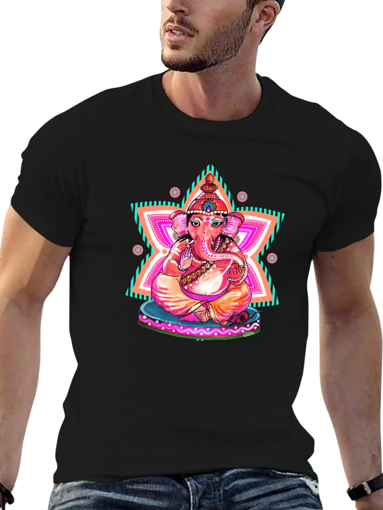 Ganesh Graphic Print Black T-Shirt