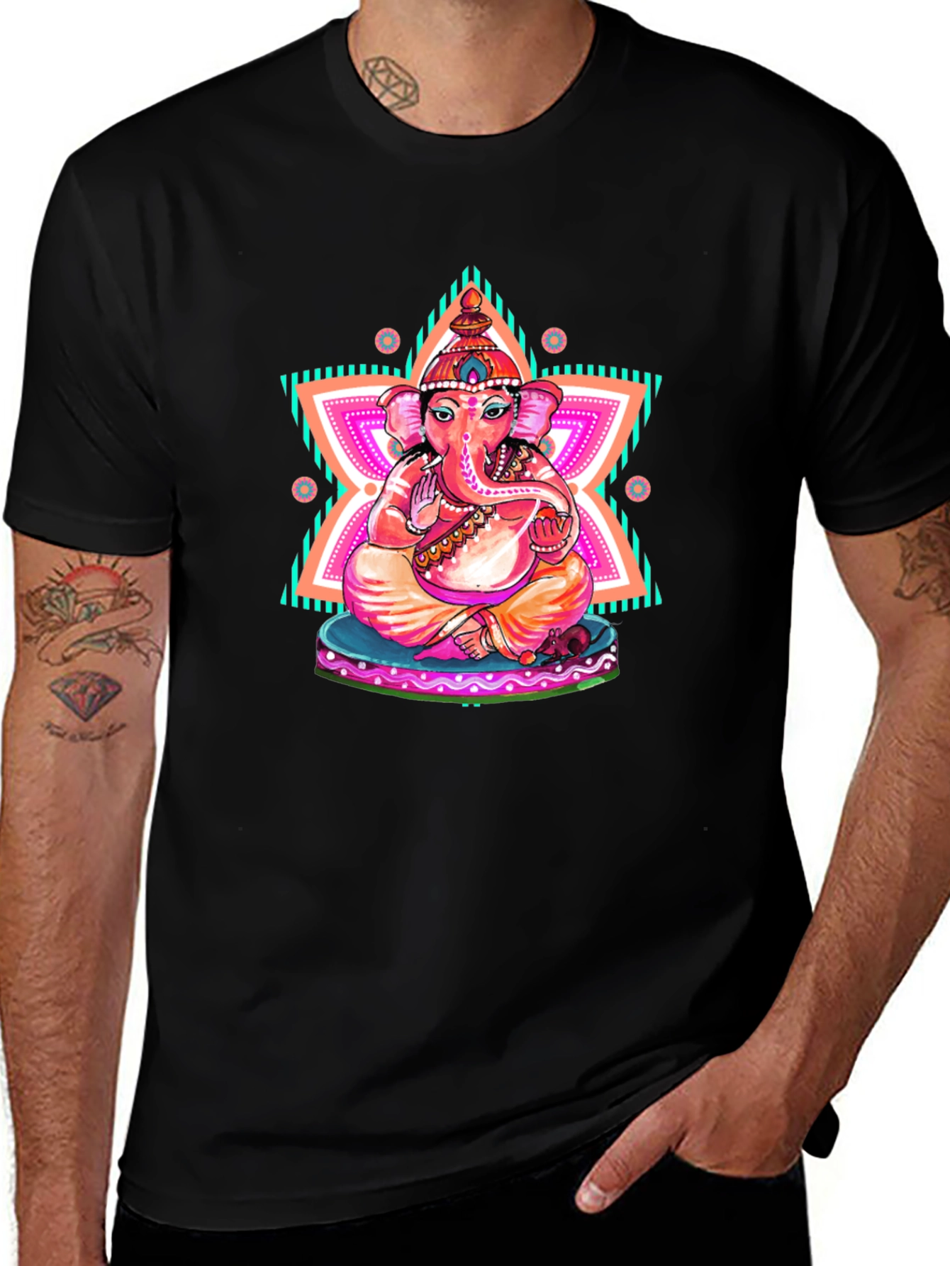 Ganesh Graphic Print Black T-Shirt