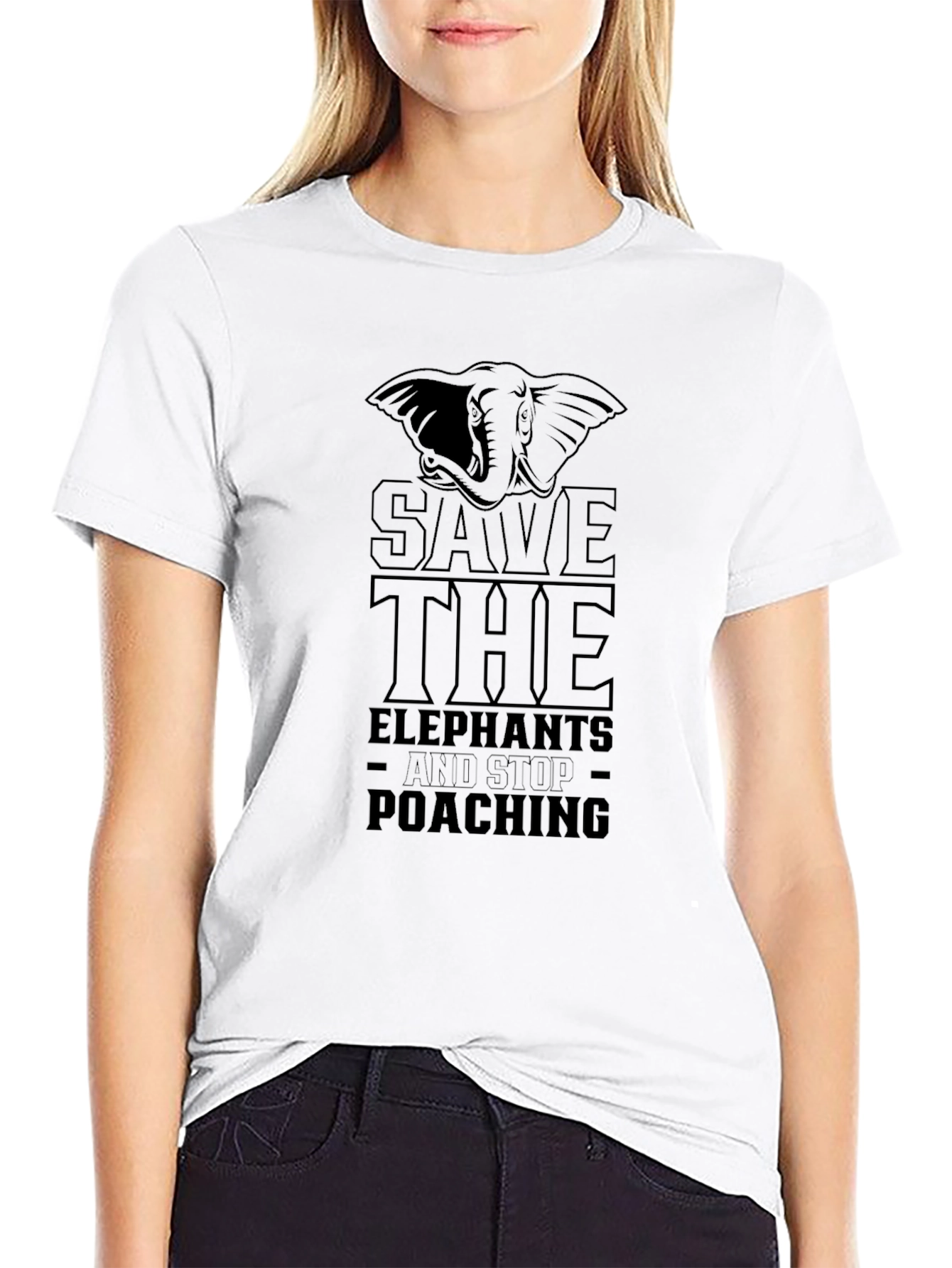 Save the Elephants Black Graphic Tee