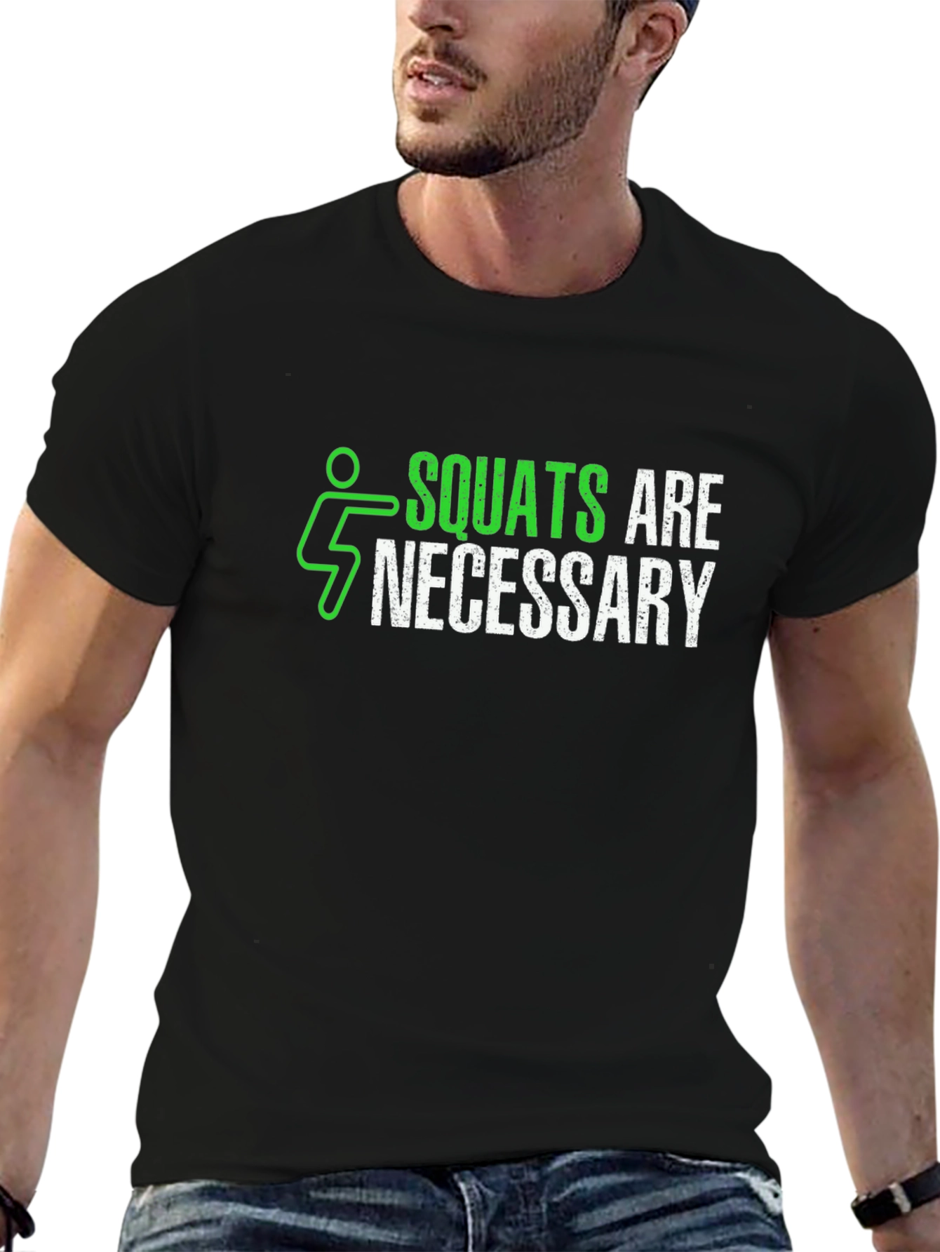 Squats are Necessary Mens Black Graphic T-Shirt