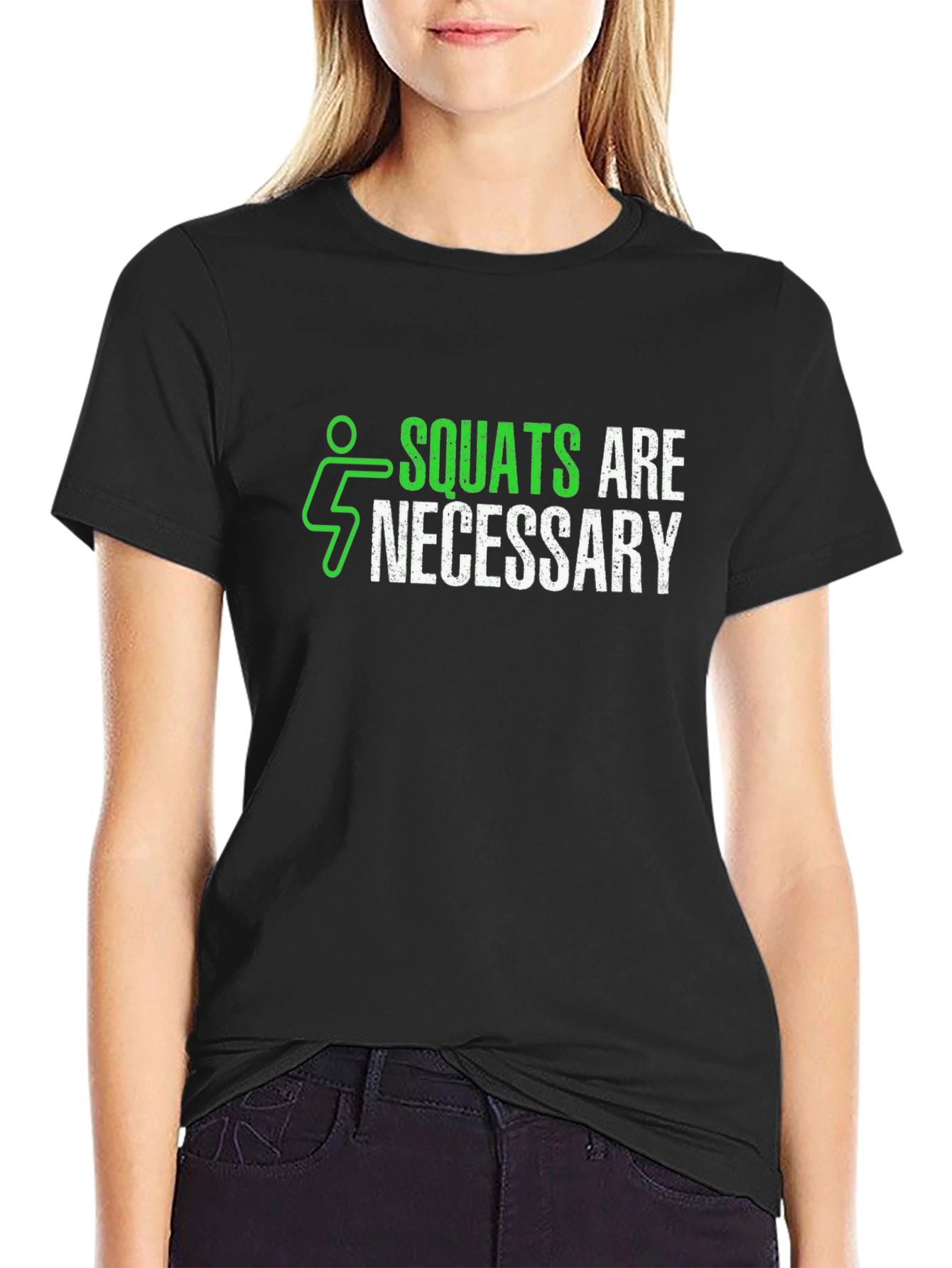 Squats are Necessary Mens Black Graphic T-Shirt