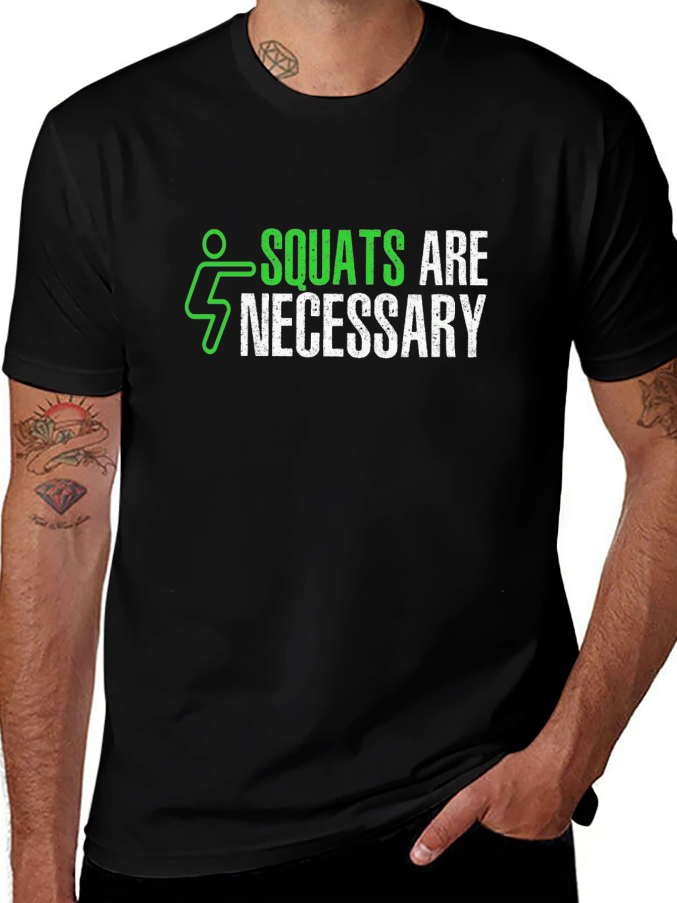 Squats are Necessary Mens Black Graphic T-Shirt