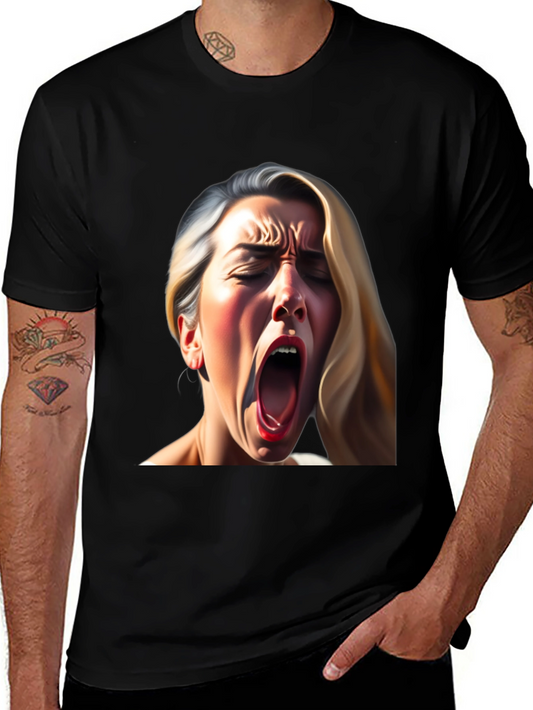 Screaming Woman Graphic Tee - Bold Black T-Shirt