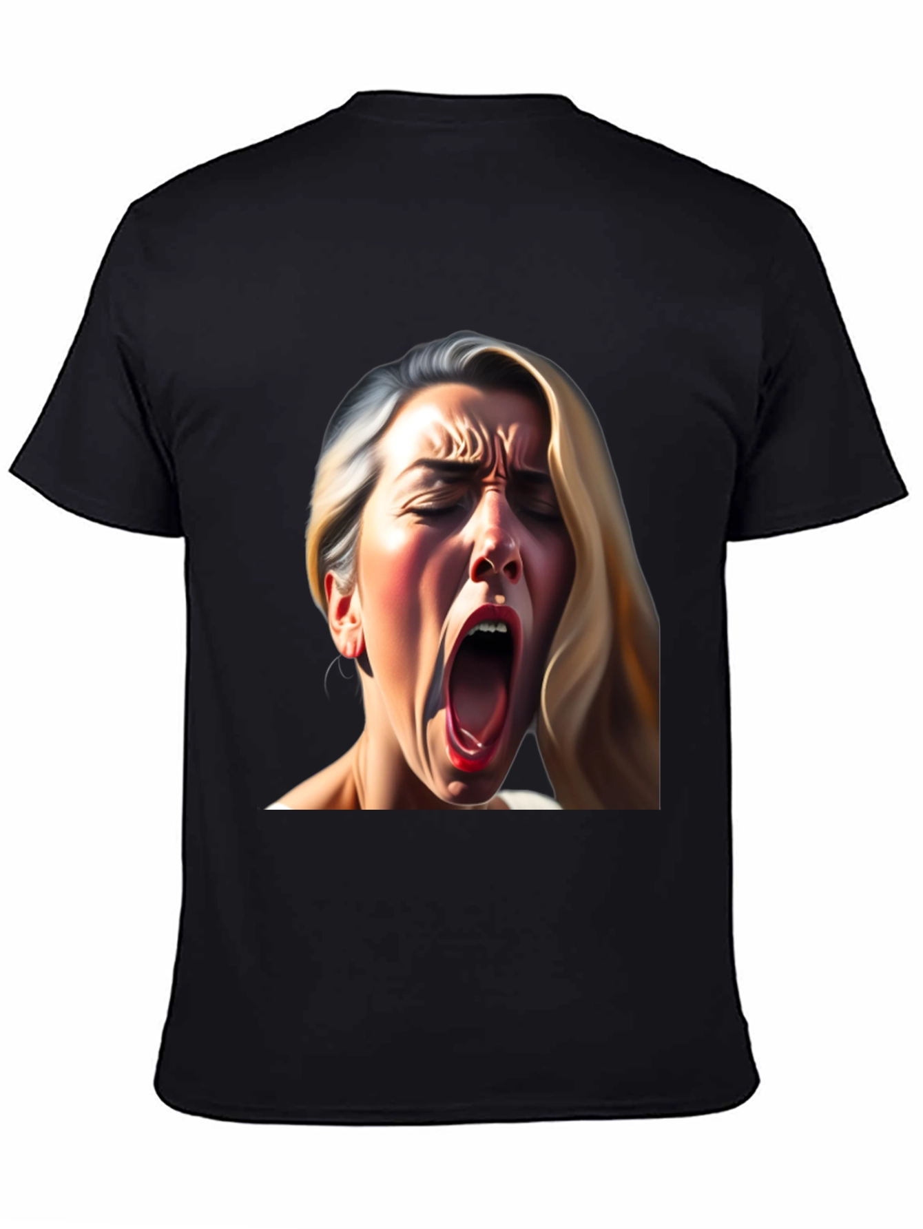 Screaming Woman Graphic Tee - Bold Black T-Shirt