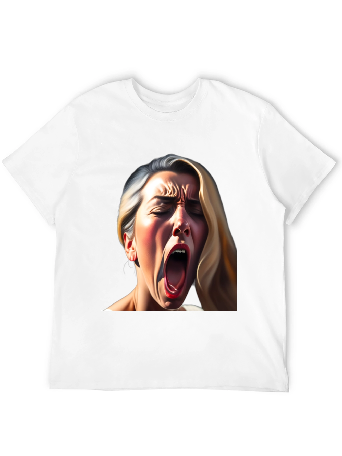 Screaming Woman Graphic Tee - Bold Black T-Shirt