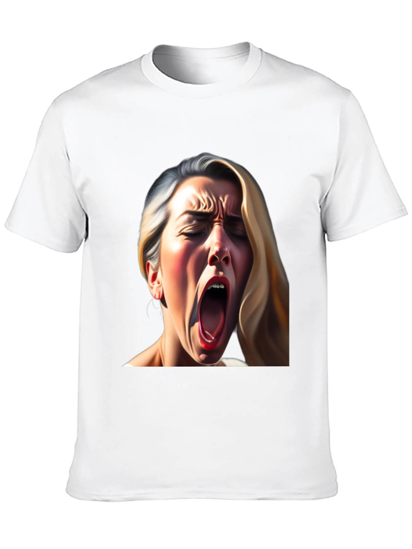 Screaming Woman Graphic Tee - Bold Black T-Shirt