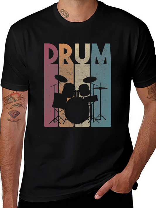 Vintage Drum Set Graphic Tee - Music Lovers T-Shirt