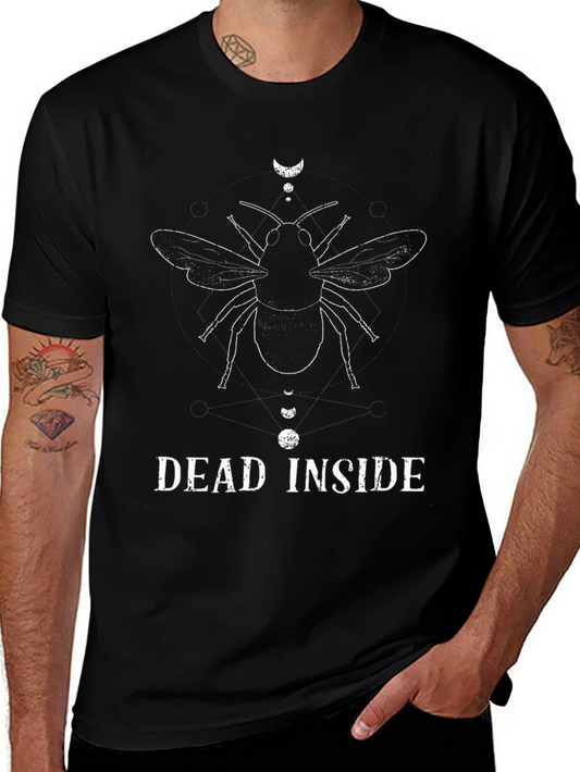 Dead Inside Bee Graphic Tee - Black Cotton Casual T-Shirt