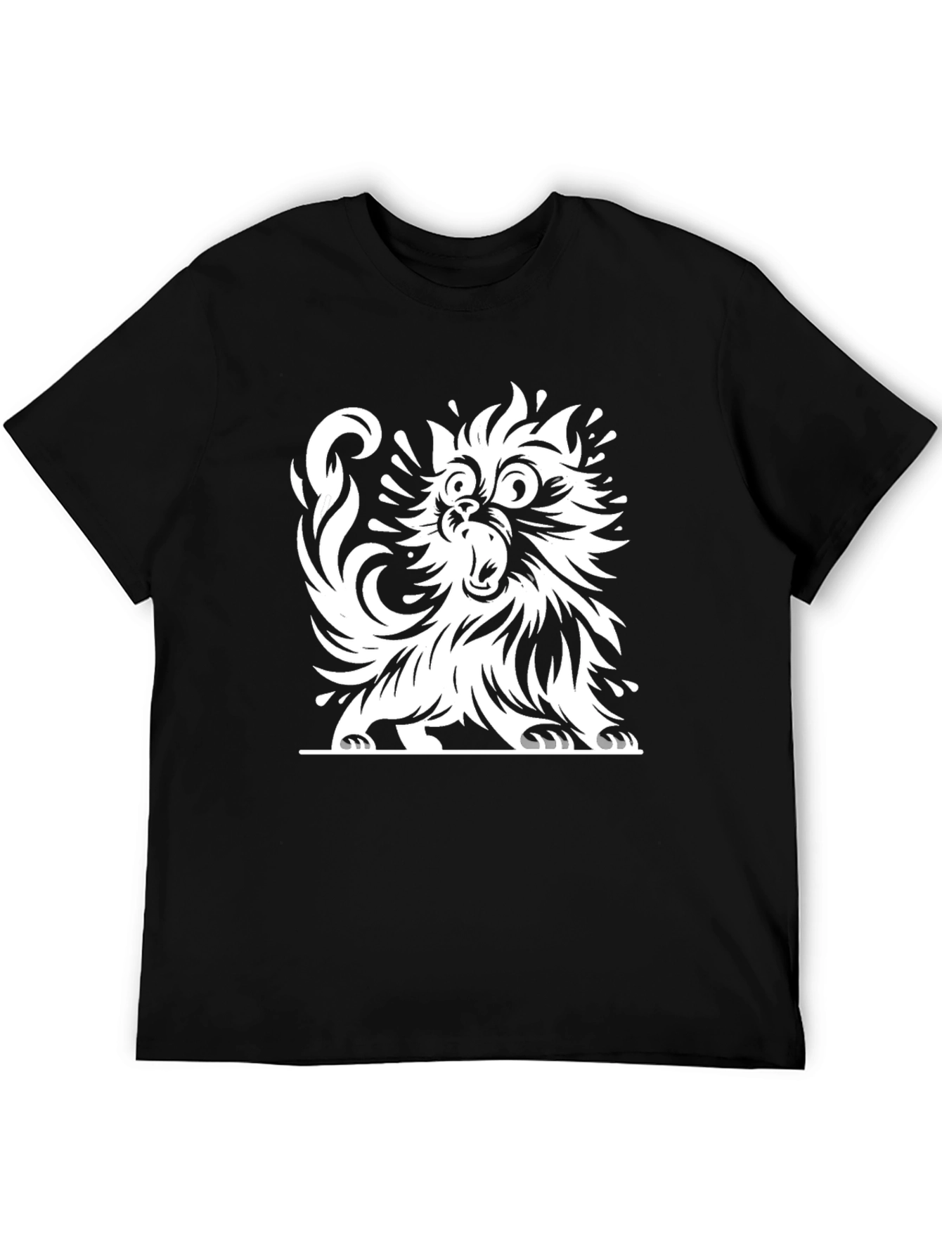 Funky Cat Graphic Tee - Black Cotton T-Shirt