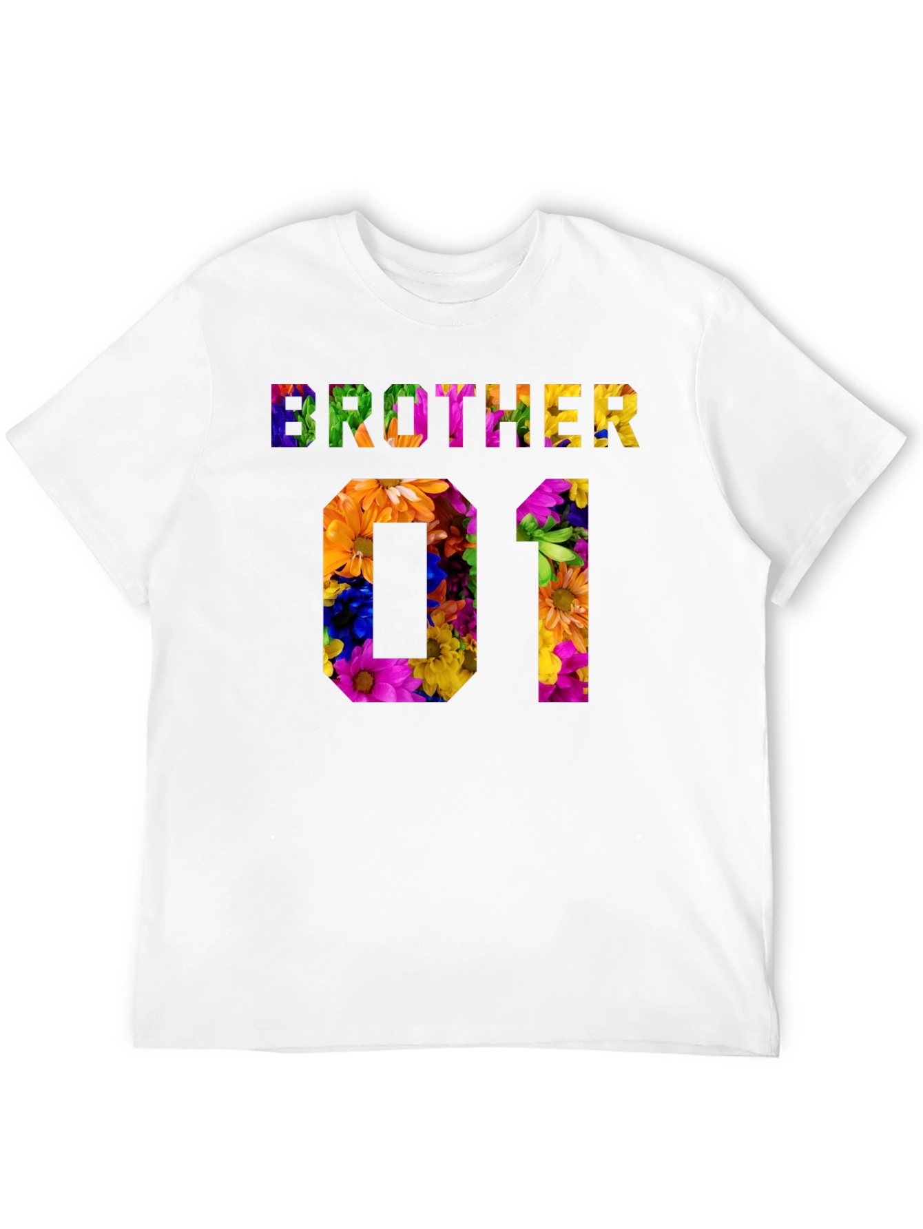 Brother 01 Floral Graphic Black T-Shirt