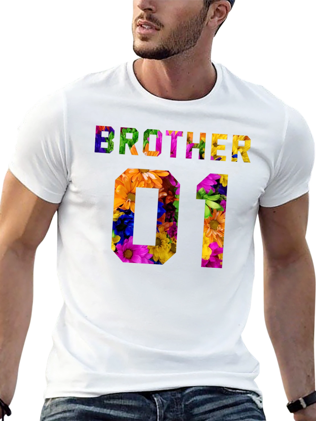 Brother 01 Floral Graphic Black T-Shirt