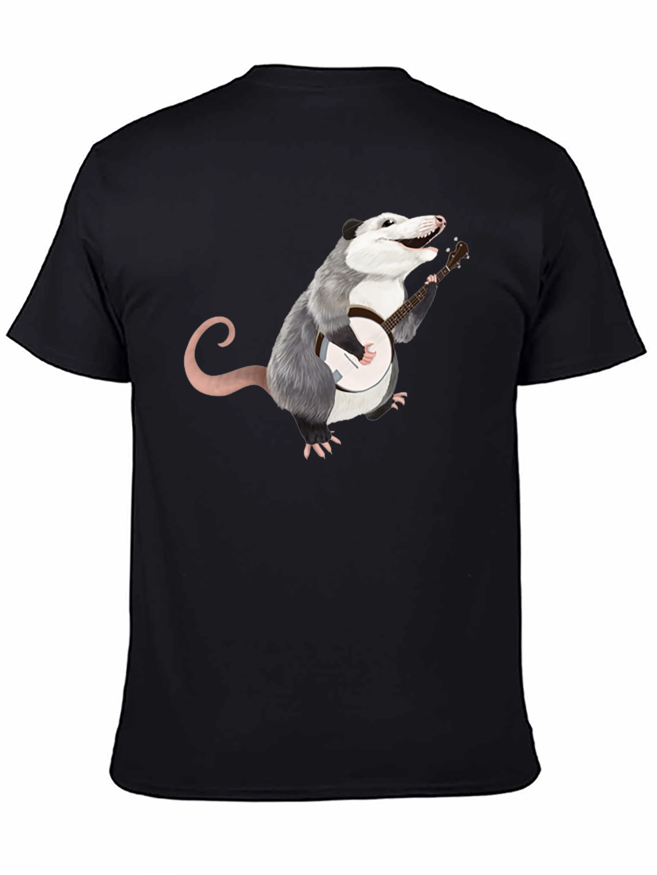 Opossum Banjo Player Black T-Shirt