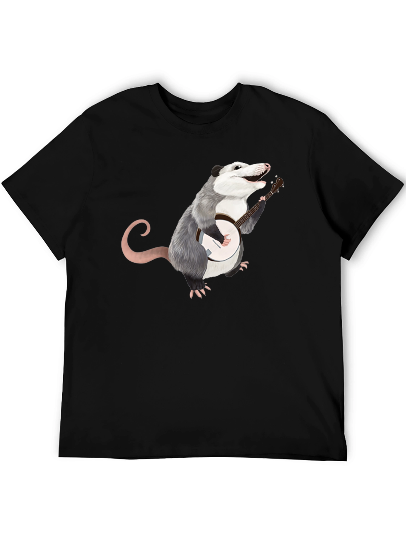 Opossum Banjo Player Black T-Shirt