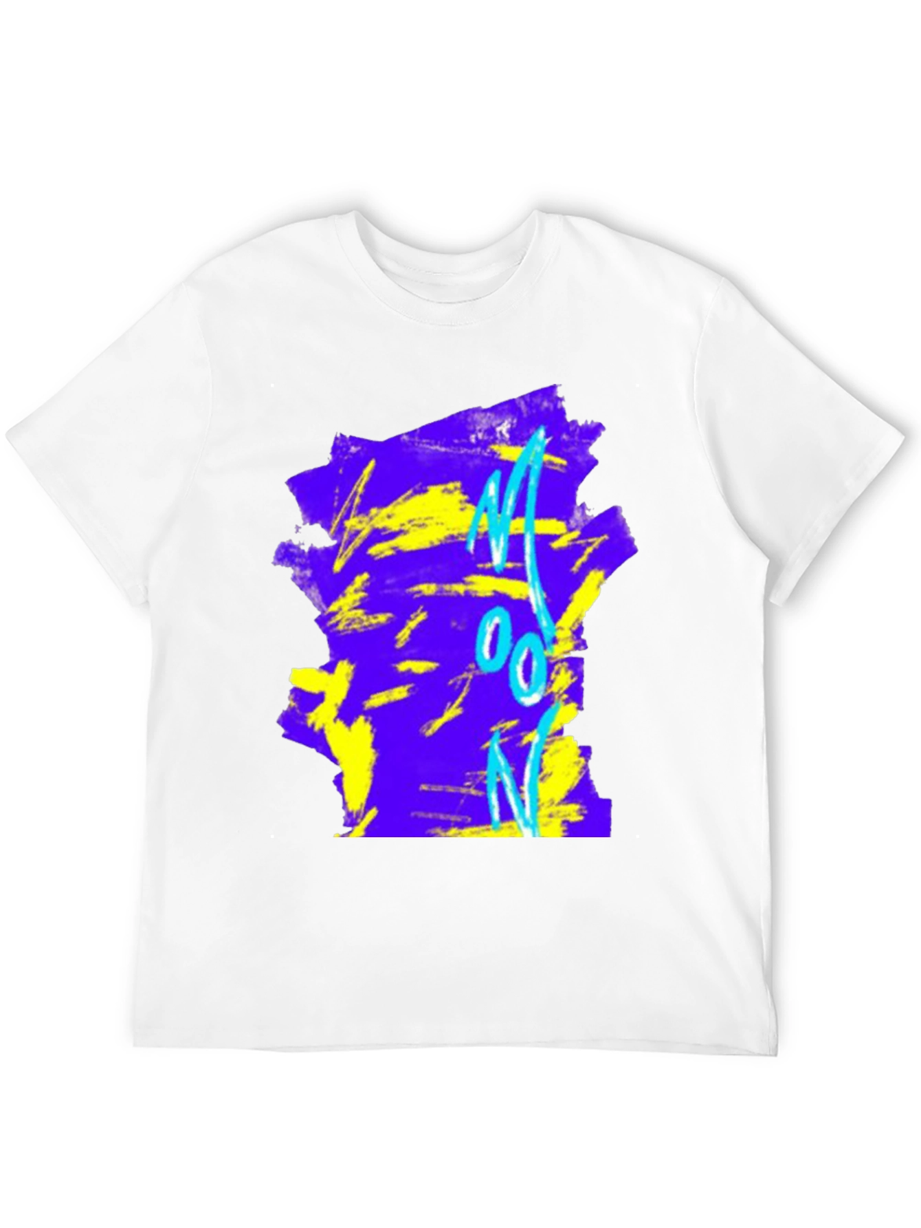 Abstract Moon Graphic Tee - Black Cotton Blend