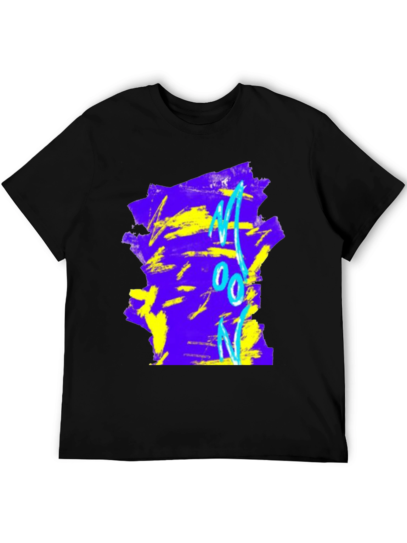 Abstract Moon Graphic Tee - Black Cotton Blend