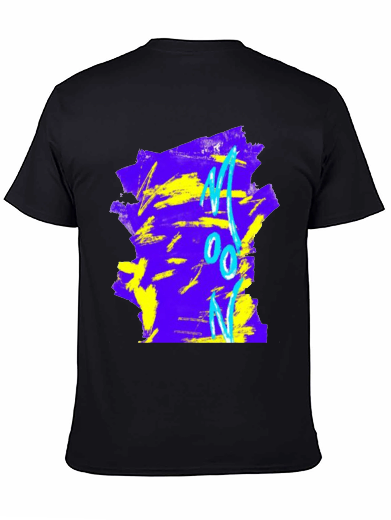 Abstract Moon Graphic Tee - Black Cotton Blend