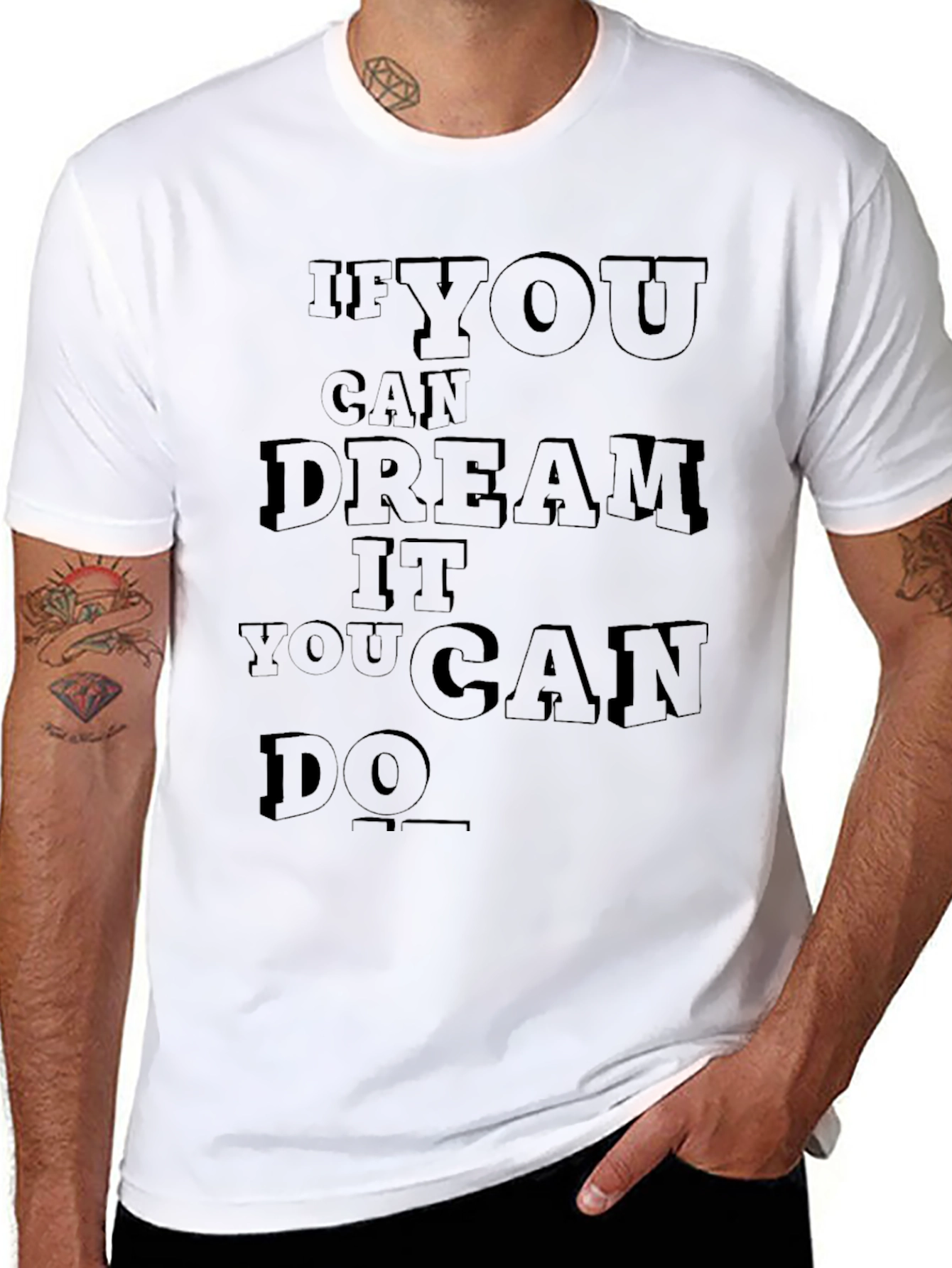 Inspirational Quote Graphic T-Shirt - Black