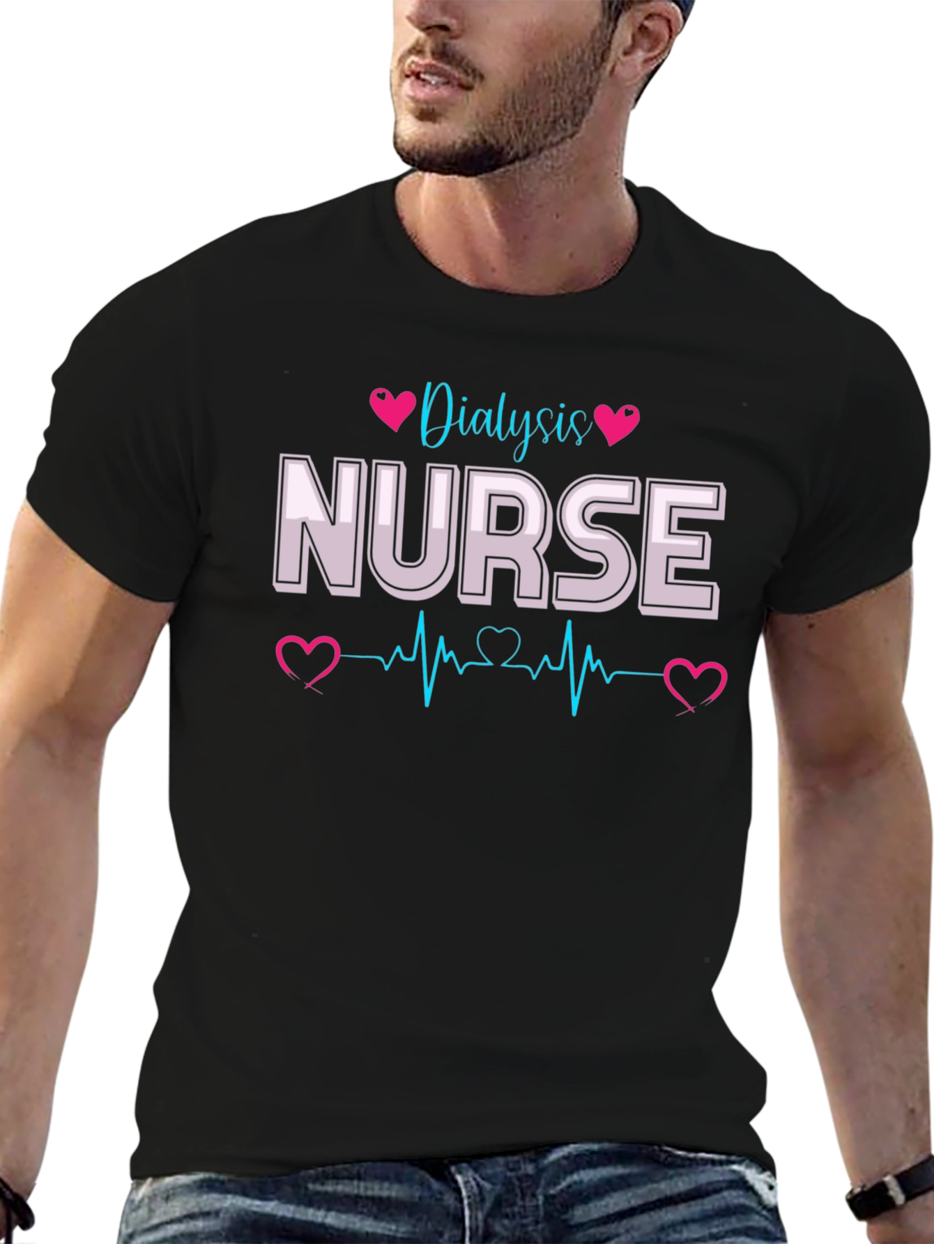 Dialysis Nurse T-Shirt - Heartbeat Design