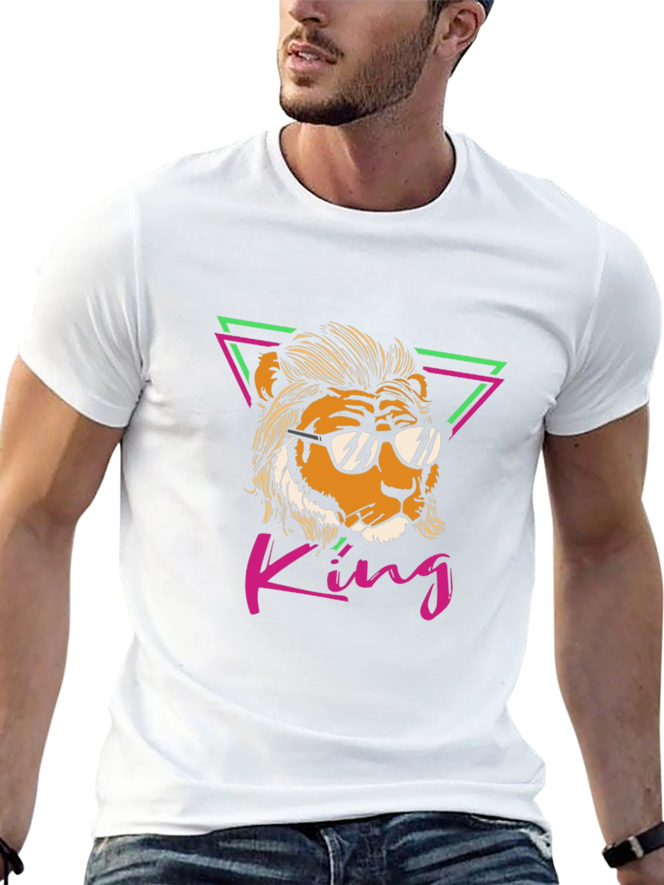 King Lion Graphic Tee - Cool Retro Design